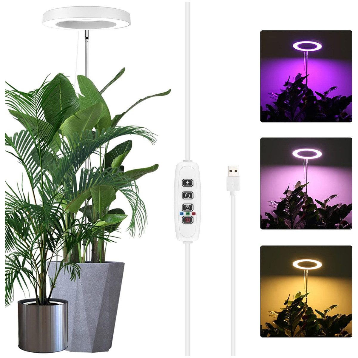 Laybasic Pflanzenlampe LED Vollspektrum Pflanzenlicht,72 LED Zimmerpflanzen  Grow Lampe Winter, 3/9/12H Timer