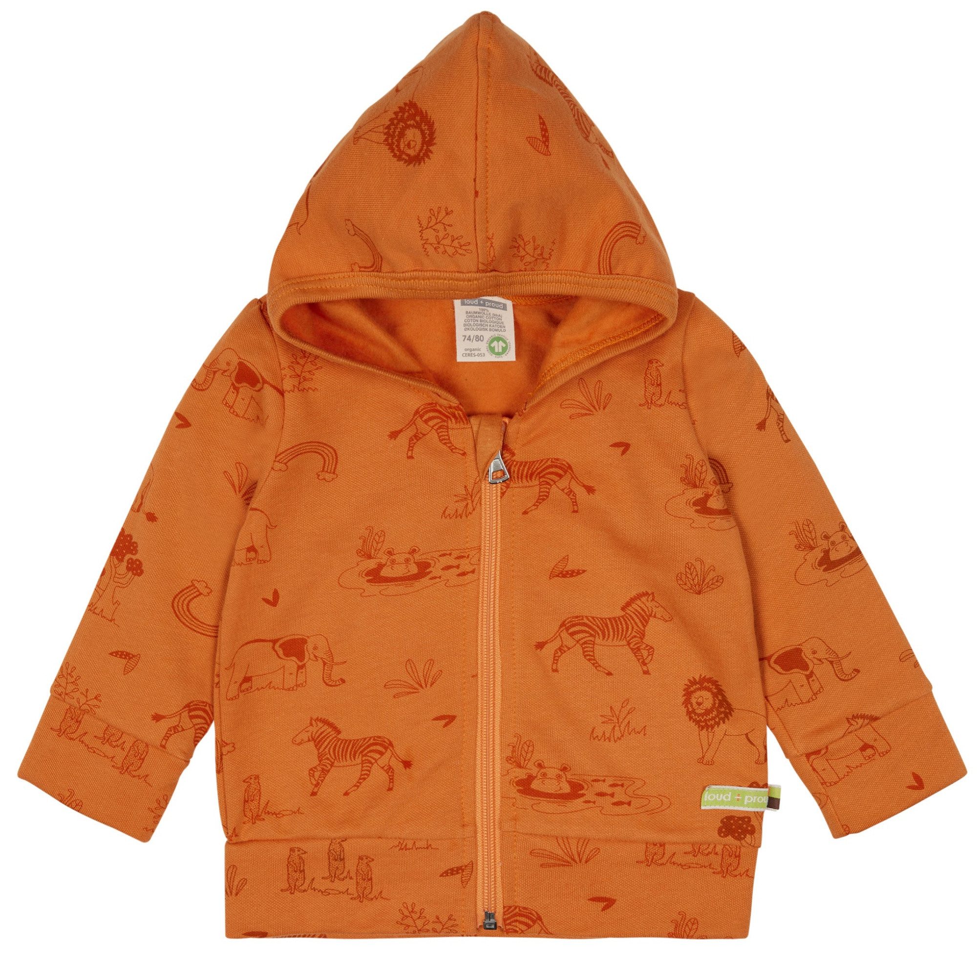 loud + proud Kapuzensweatjacke mit Druck Bio Baumwolle
