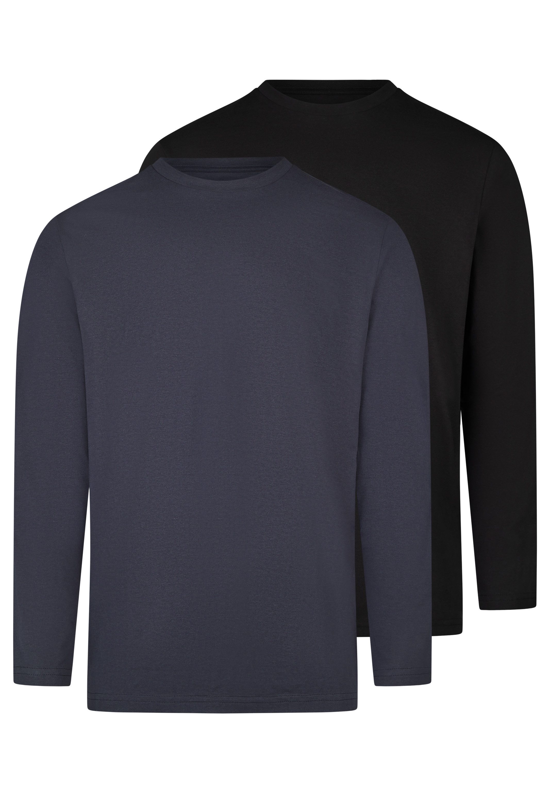 RAGMAN Langarmshirt 2er Pack Basic (Spar-Set, 2-tlg) Langarmshirt - Baumwolle - Atmungsaktiv - Gerader Schnitt mit Rundhals