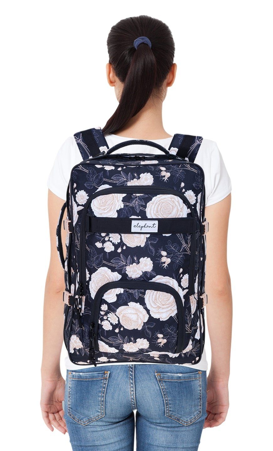 ELEPHANT Reiserucksack Fly Travel Flower Rucksack Handgepäck, Kabinengepäck Handgepäckrucksack Daypack Damen groß