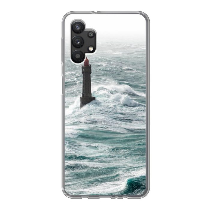 MuchoWow Handyhülle Der Leuchtturm von La Jument im Meer vor der französischen Küste Handyhülle Samsung Galaxy A32 5G Smartphone-Bumper Print Handy