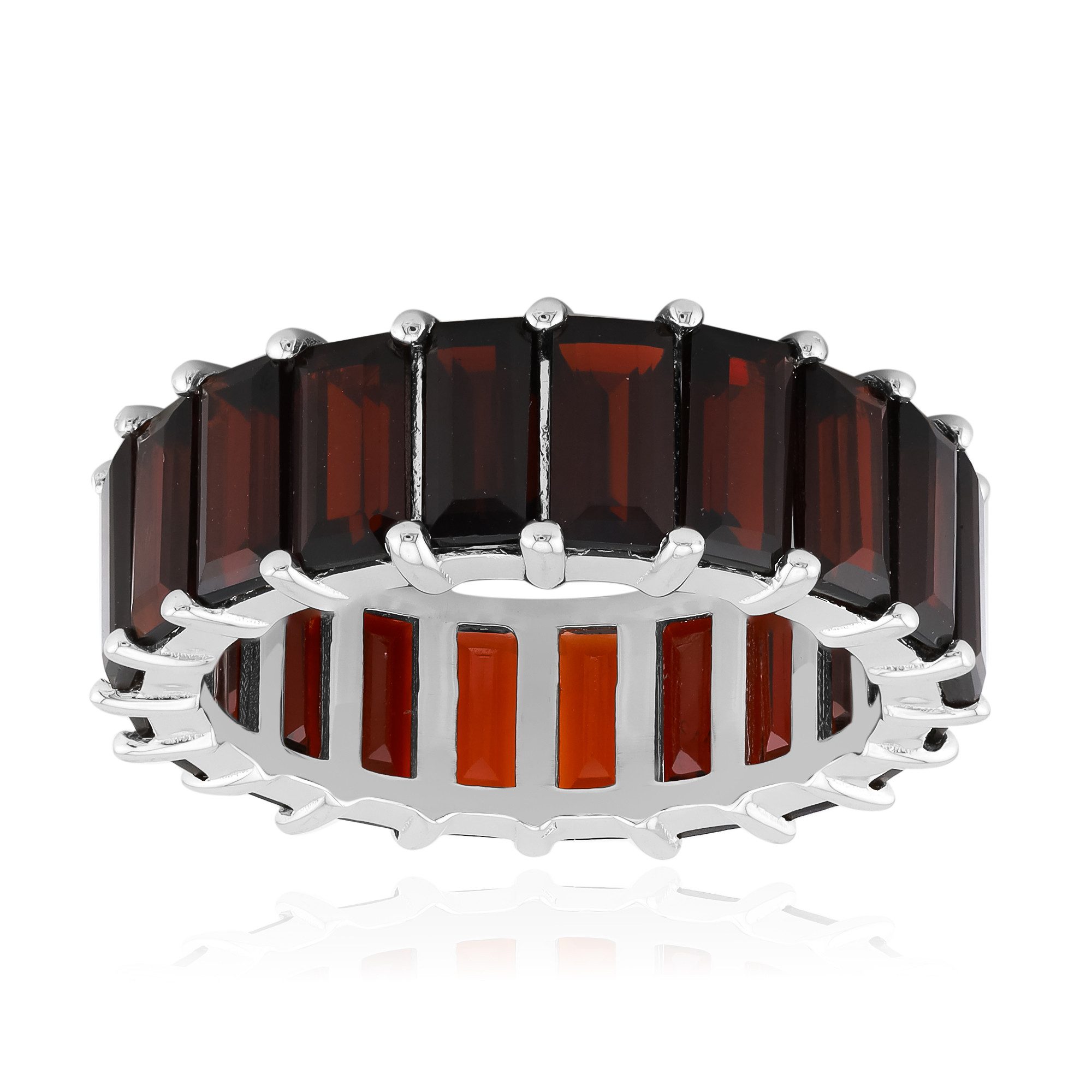 Cavill Silberring Cavill Ring 9,72 ct Granat Baguette 925 Silber moderner Damen (1-tlg)