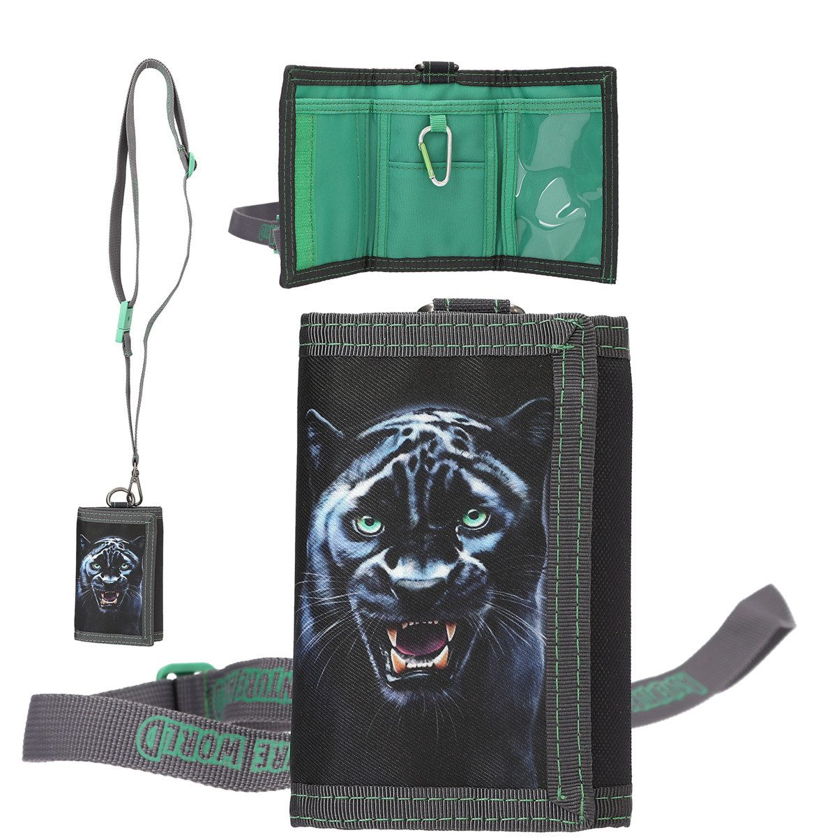 Depesche Geldbörse DEPESCHE Portemonnaie Adventure World Panther mit Lanyard