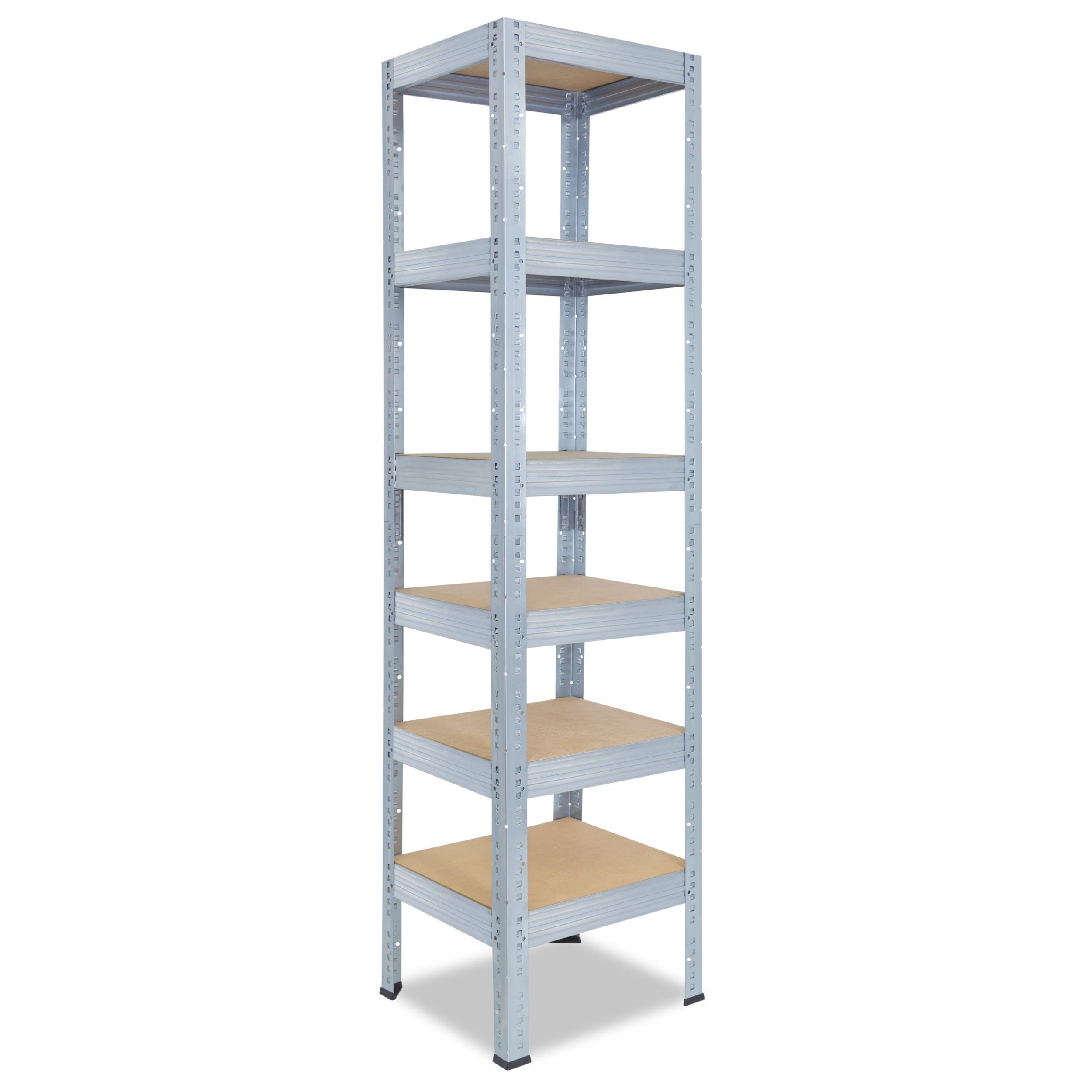 shelfplaza Schwerlastregal PROFI, 230x30x30cm verzinkt, Metallregal 6 Böden mit je 166kg Tragkraft, als Kellerregal, Garagenregal, Werkstattregal & Regal Lagerregal, Steckregal Metall Regale