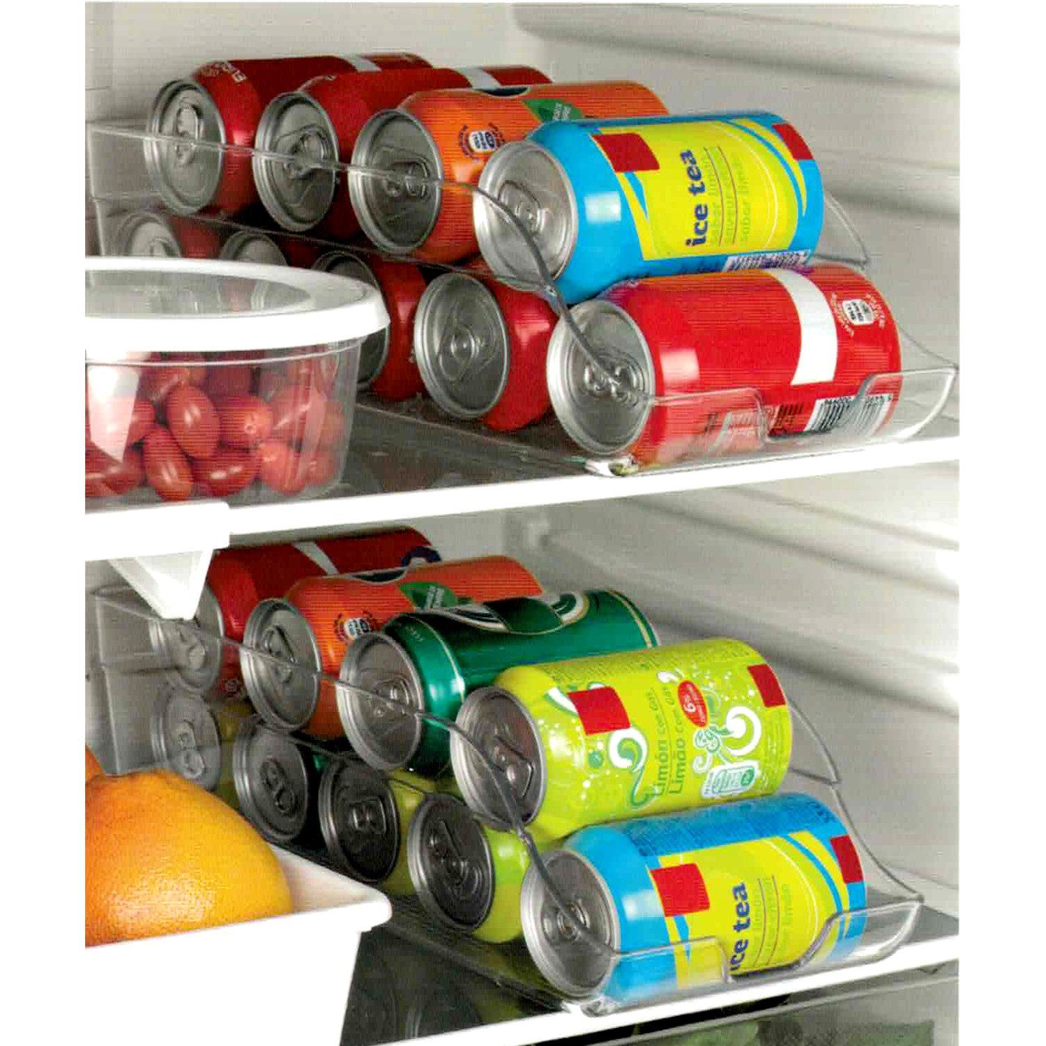 Flaschenablage Kühlschrank-Organizer für Flaschenhalter Zubehör für Kühlschrank-Organizer Dosen, Kühlschränke, transparent Kühlschrankboxen transparent Kühlschrankboxen für Dosen meberg