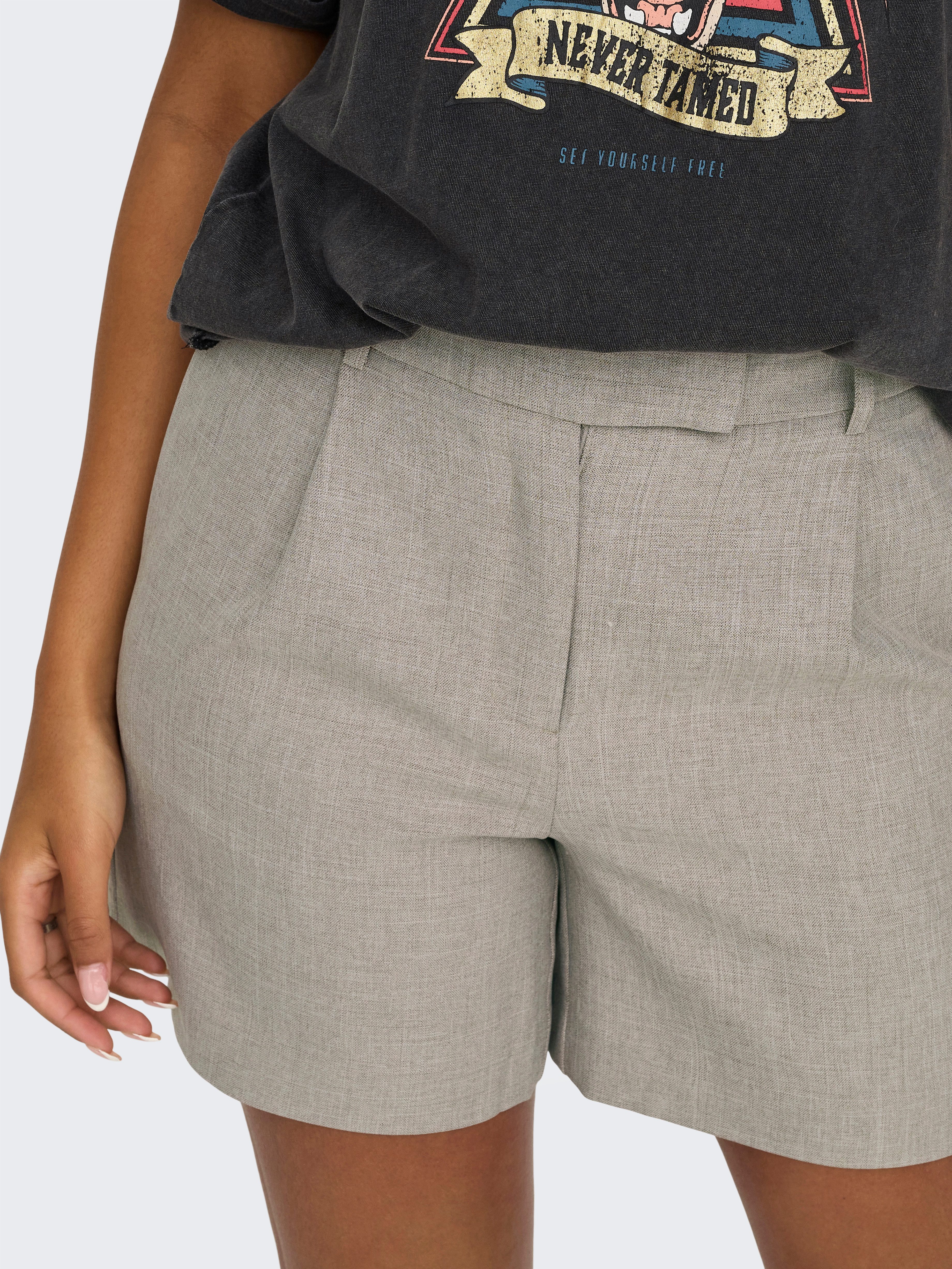 ONLY Shorts ONLLINDA – Shorts mit hoher Taille und weitem Beinschnitt Materialmix, High Waist