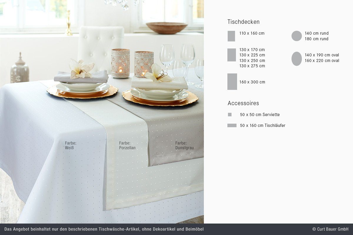 Curt Bauer Tischdecke Curt Bauer Tischwäsche Damast Tischdecke 1 teilig Tischtuch ca. 140