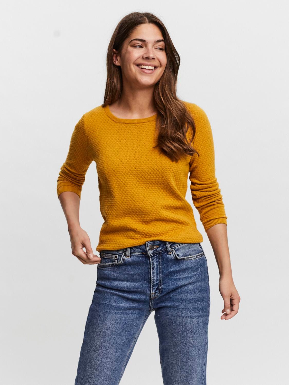 Vero Moda Rundhalspullover VMCARE STRUCTURE LS O-NECK BLOU NOOS mit Strukturmuster