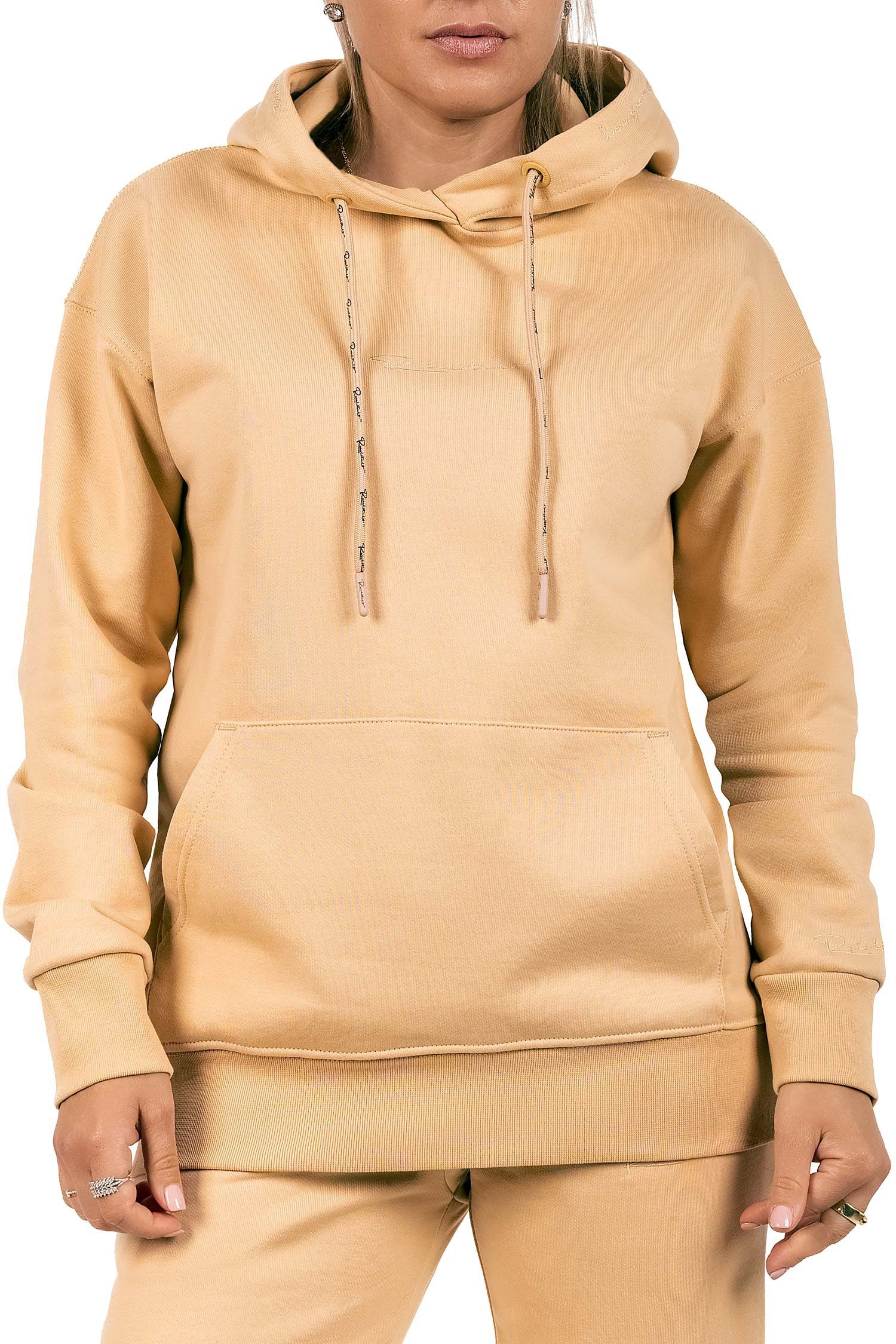 Reichstadt Kapuzenpullover Basic Oversize Damen Hoodie 23RSW038 (1-tlg) mit Stitching auf der Brust