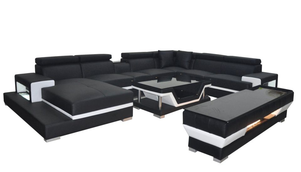 JVmoebel Ecksofa Design Leder Polster Zimmer Sofa Made Sitz XXL, Couch Europe Eck Designer Wohn in