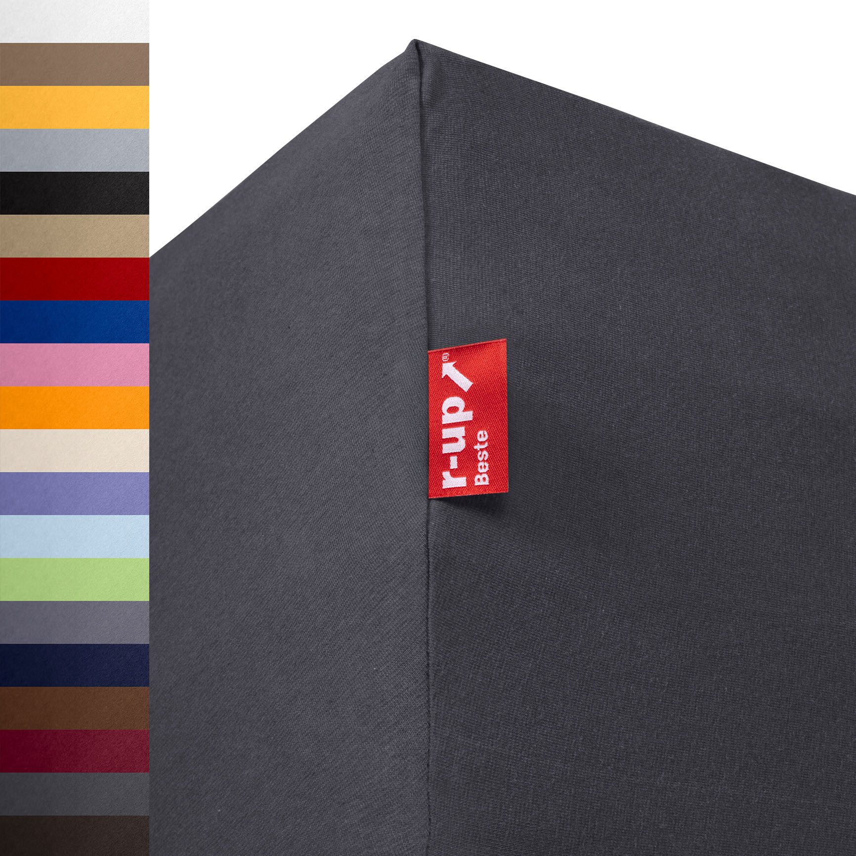 r-up Spannbettlaken Beste 90x200 bis 220x240cm erhältlich! 230 g/m², Baumwolle, Gummizug: fest eingenähtes dauerelastisches Rundumgummi, (1 Stück), (90x200-100x220, 15-35cm Matratzenhöhe, anthrazitgrau)