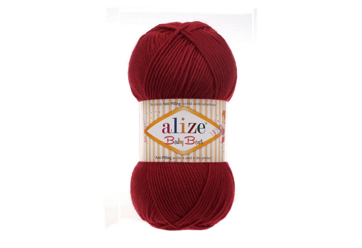 Thumbnail - Alize 5 x 100g Strickgarn ALIZE Baby Best uni Babywolle Wolle Antipilling Häkelwolle, 240 m (Sparpaket), 390 cherry rot