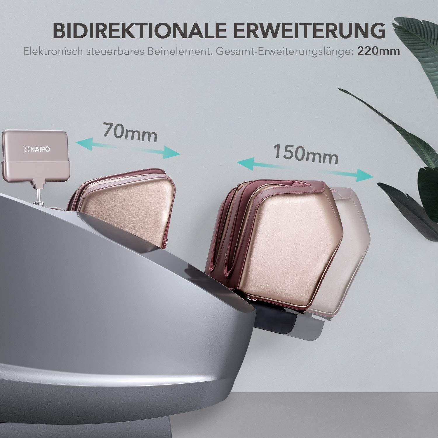 mit Tablet, Massagesessel, NAIPO High-End GRAU-ROT 3D Raumkapsel-Design Massagestuhl