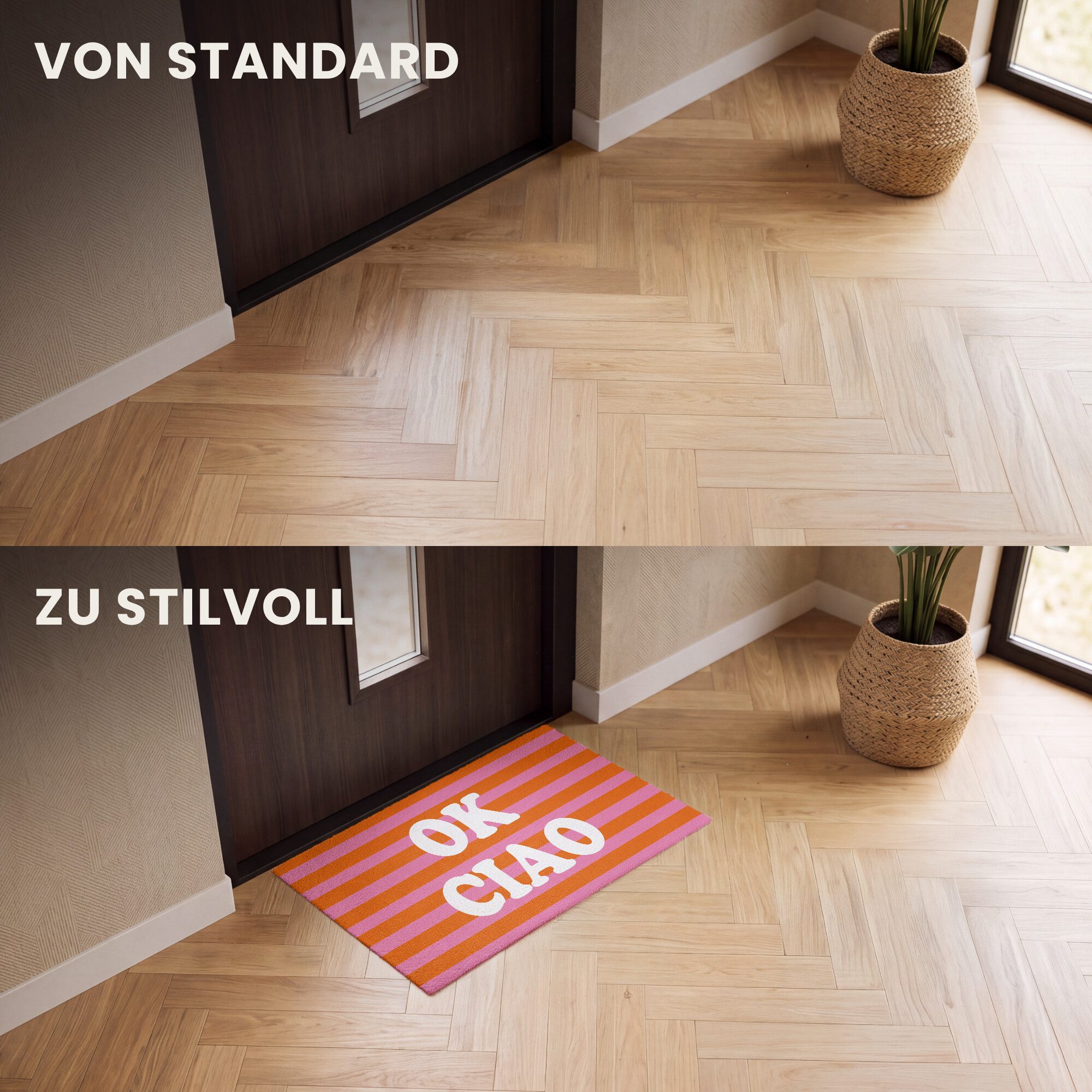 MuchoWow Fußmatte Ciao - Zitat - Streifen, Rechteckig, innen Schmutzfangmatte, Tür, Schmutzfänger Flur, Teppich 60x40 cm – Bild 3 von 5