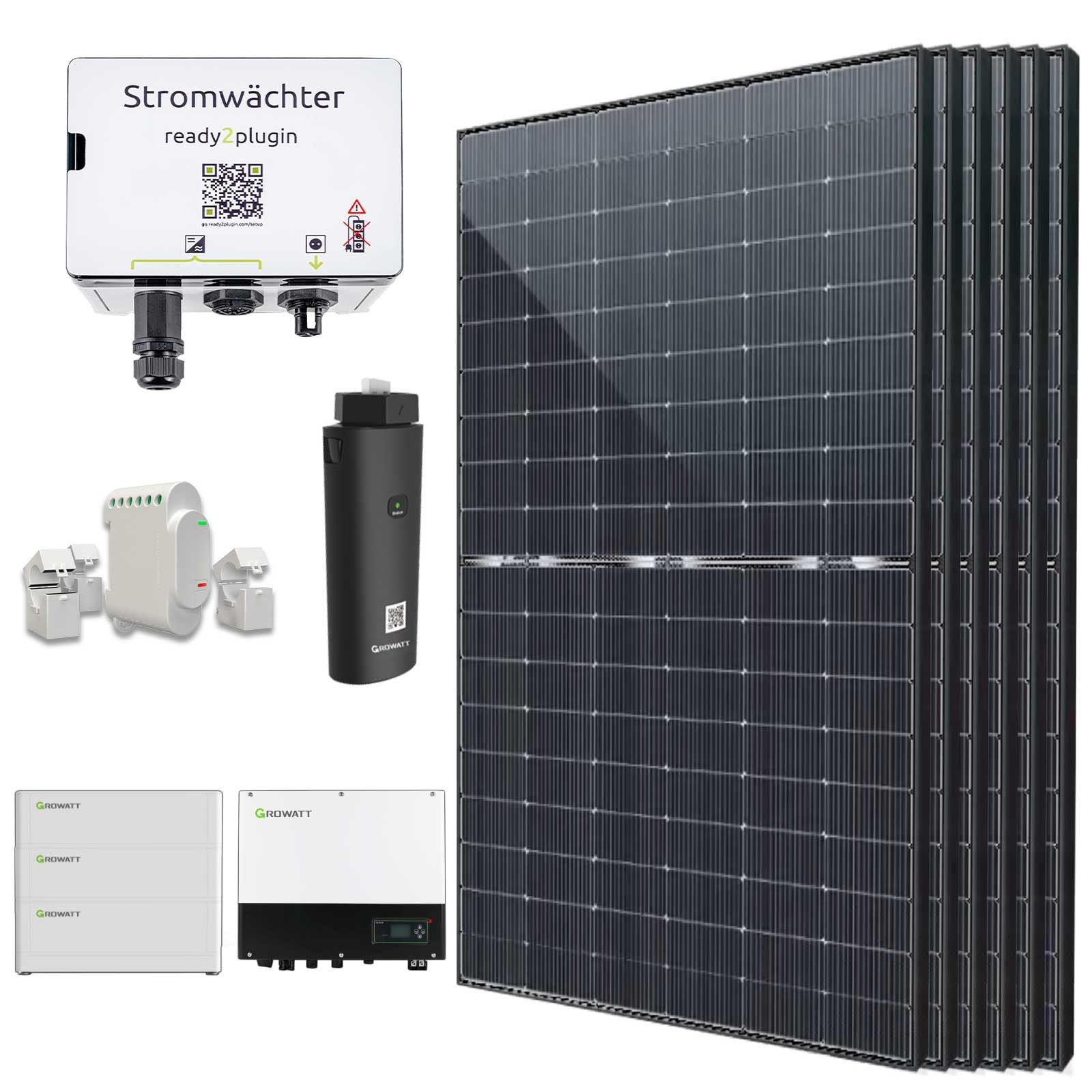 Stegpearl Solaranlage Smart Balkonkraftwerk mit Speicher 2640W/3520W/5280W, 2640 W, Monokristallin, (6x 440W Bifazial module Balkonkraftwerk Photovoltaikanlage mit Ready2plugin Stromwächter, 7,68kWh Stromspeicher 3000W Notstromsteckdose), Konform mit der 800W-Grenze in Deutschland