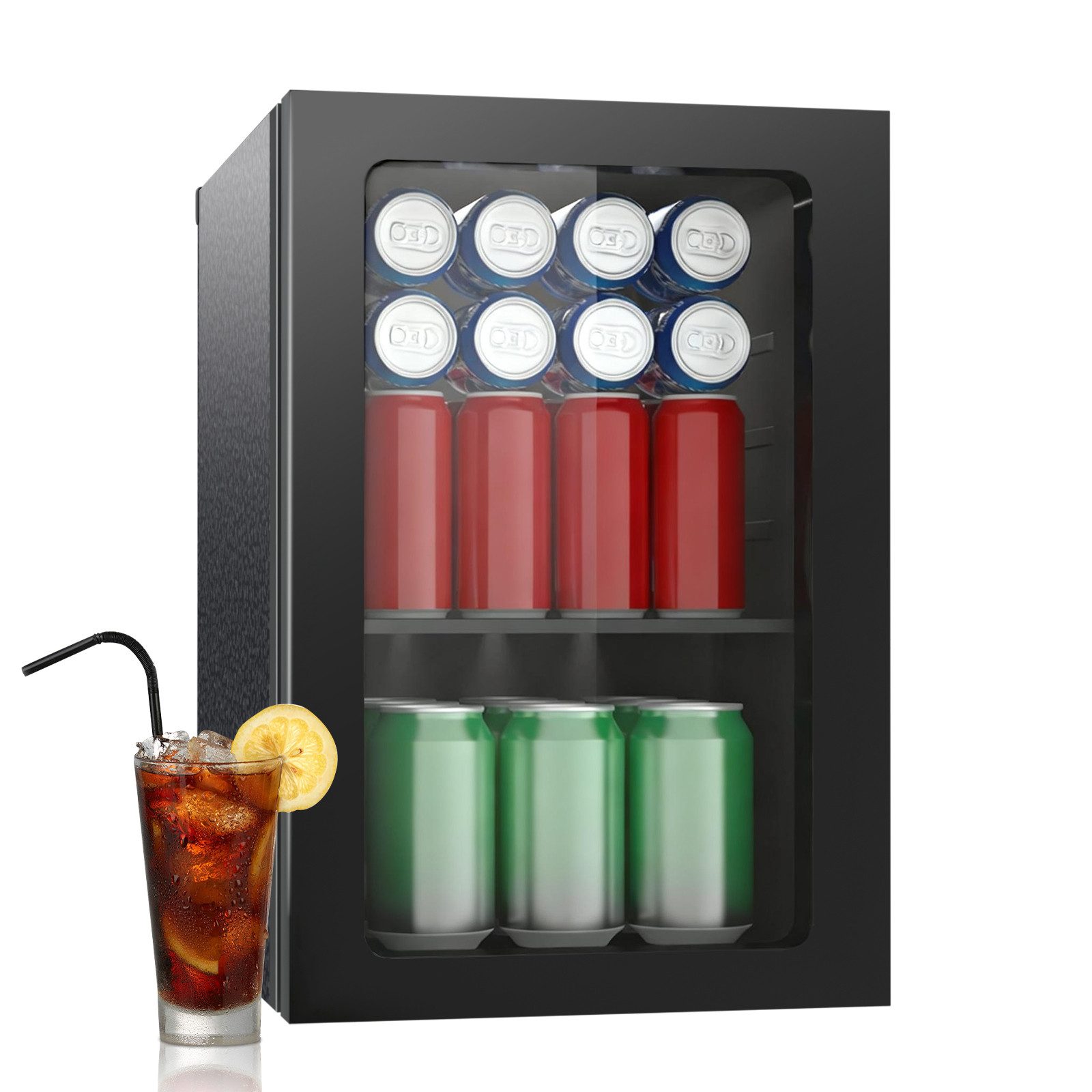 DollarDash Getränkekühlschrank JC-18-F, 42 cm hoch, 28 cm breit, Leiser 36dB Mini-Kühlschrank für Home Bar, Party & Büro