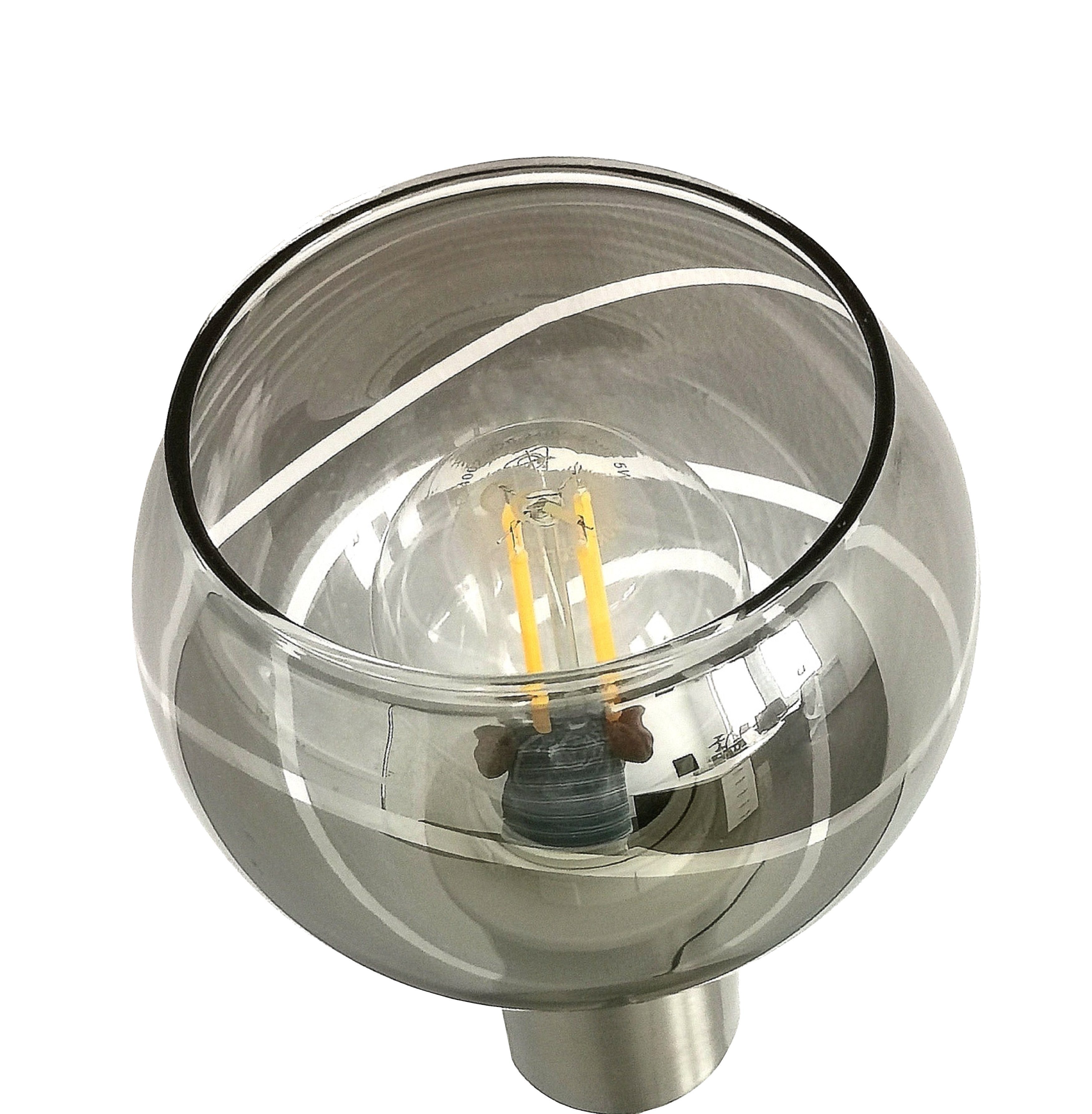 TRANGO LED Deckenleuchte, 2-flammig 1010-25SD LED Deckenbeleuchtung in Schwarz-Optik WOW inkl. 2x 3-Stufen dimmbar LED Leuchtmittel 3000K warmweiß, Deckenlampe mit Design rauchigen Glaslampenschirmen, Deckenstrahler, Wohnzimmer Lampe, Spots schwenkbar
