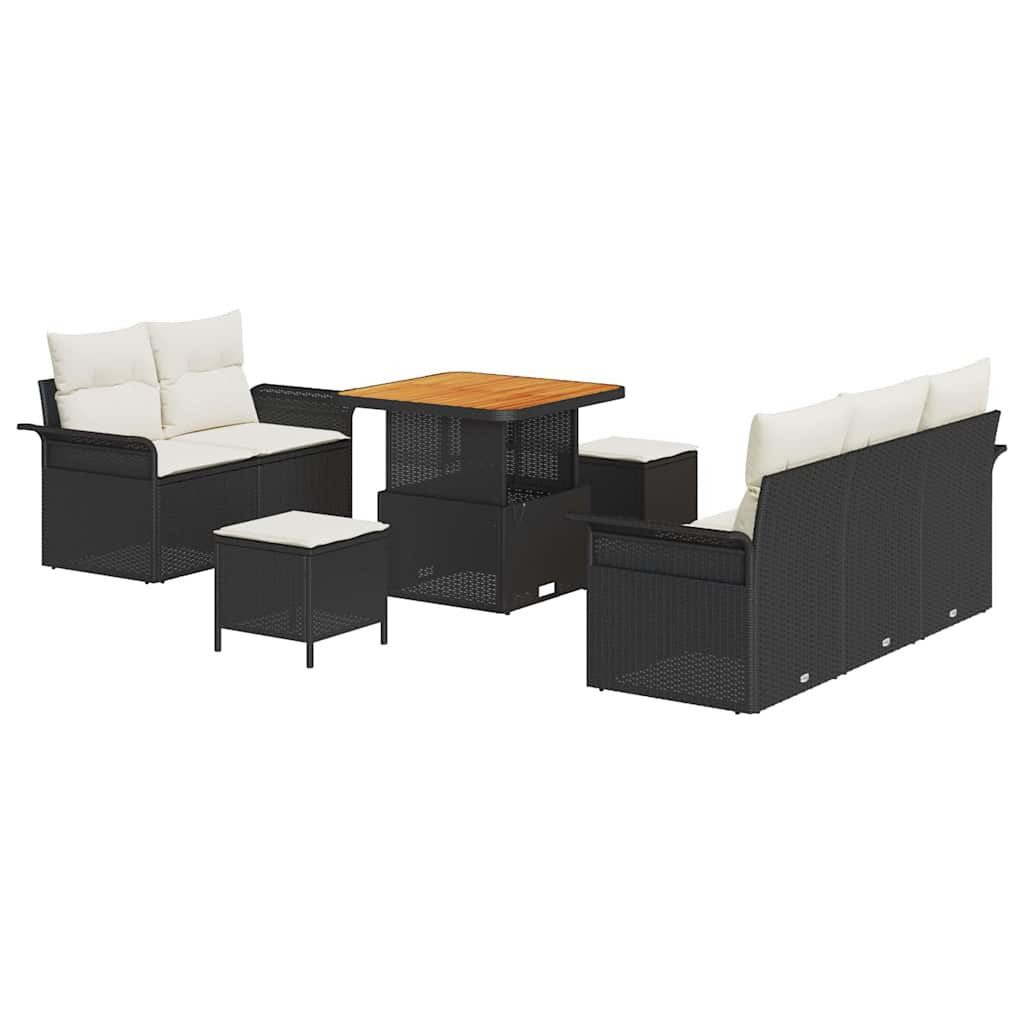 vidaXL Loungesofa Garten-Sofa-Set 8 pcs Schwarz und Creme 80 x 80 x 71 cm, 8 Teile
