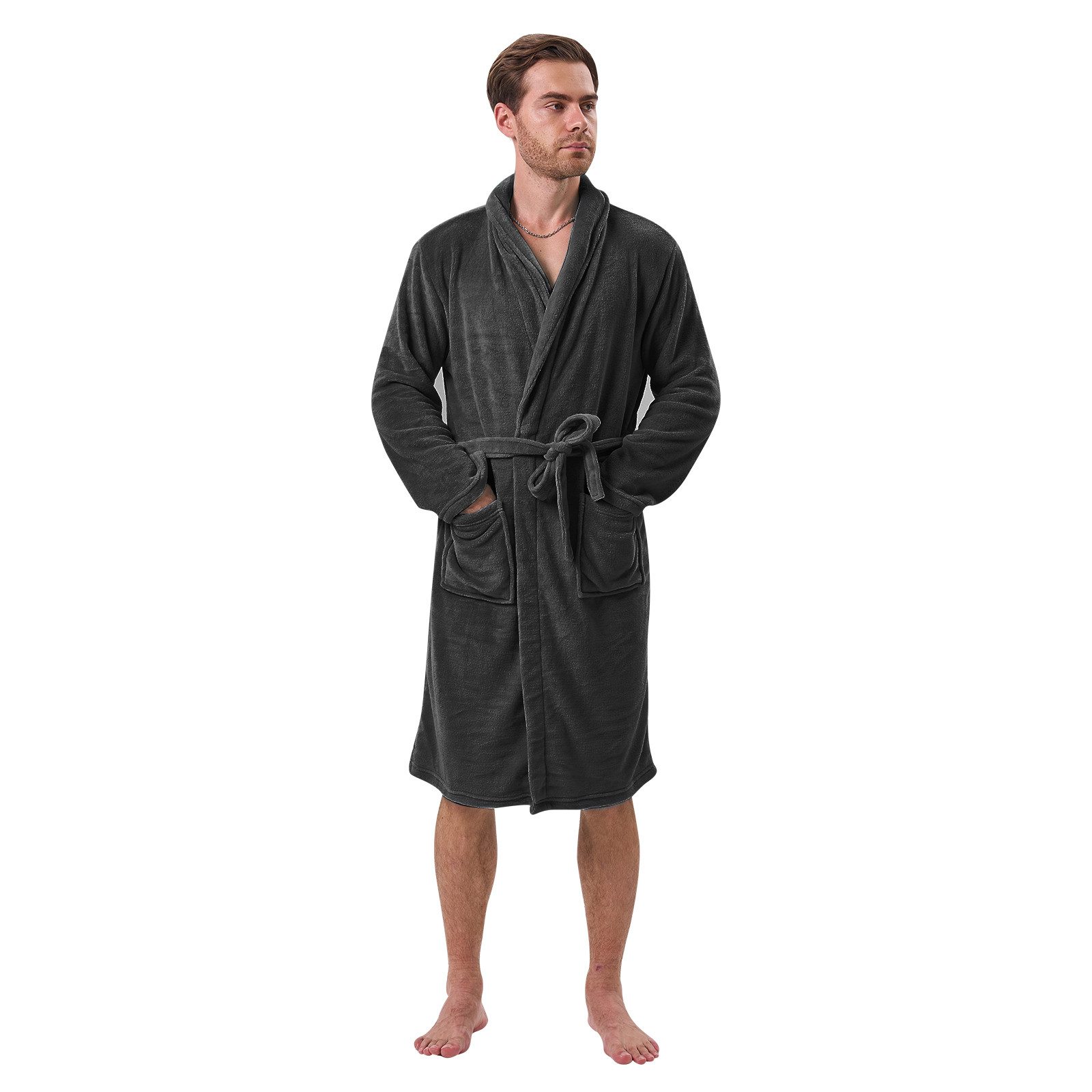 i@home Unisex-Bademantel Bademantel aus Korallenfleece Plüsch weich warm Mo günstig online kaufen