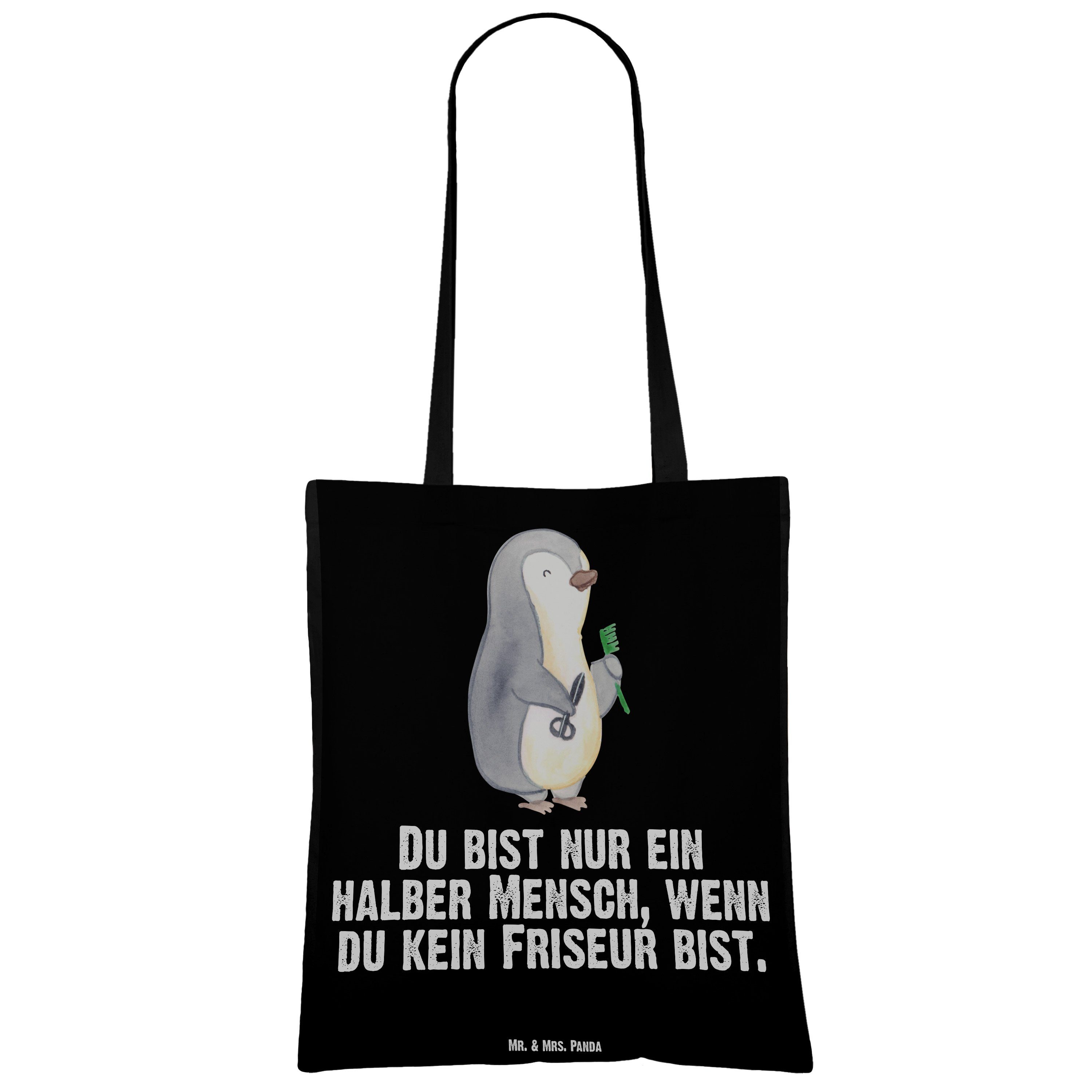 Herz Schwarz (1-tlg) neue mit Einkaufstasche, & Geschenk, Frisur, - Friseur Mrs. Mr. F - Panda Tragetasche