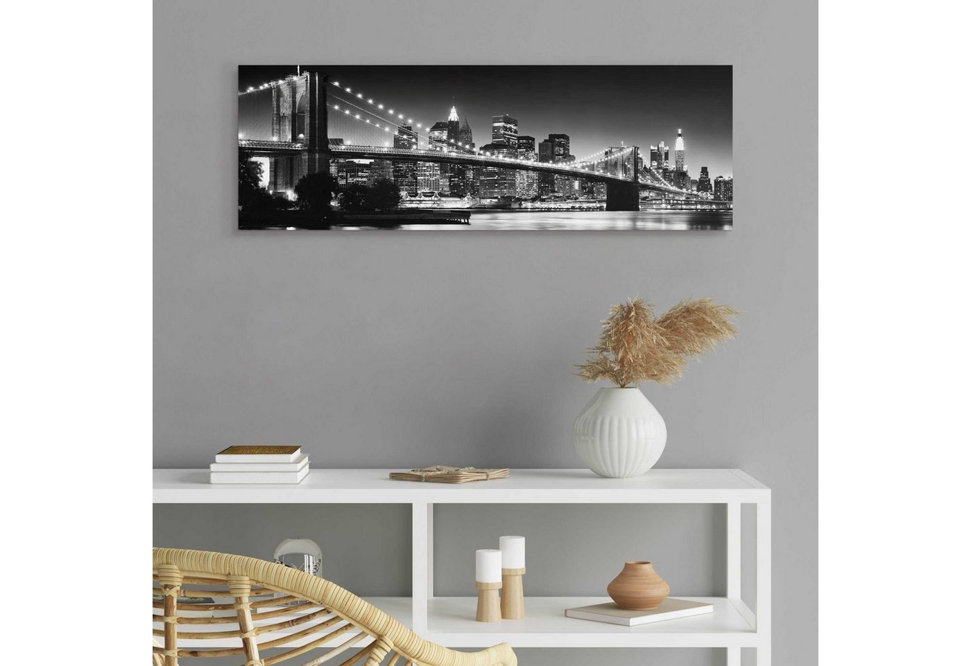 Reinders! Bild »New York - Brooklyn Bridge black &«, 90/30 cm-HomeTrends