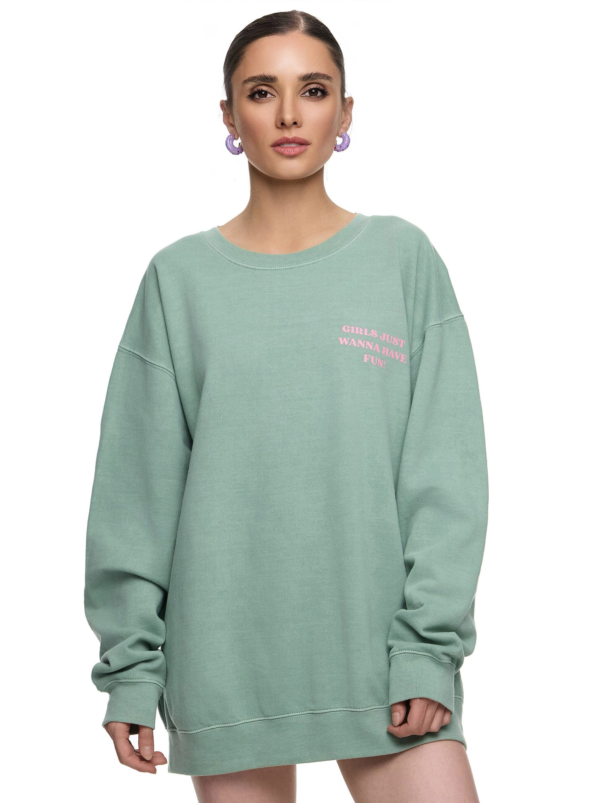 Worldclassca Sweatshirt Worldclassca Oversized Sweatshirt GIRLS FUN Print Langarm Pullover PRINT - GIRLS JUST WANN HAVE FUN