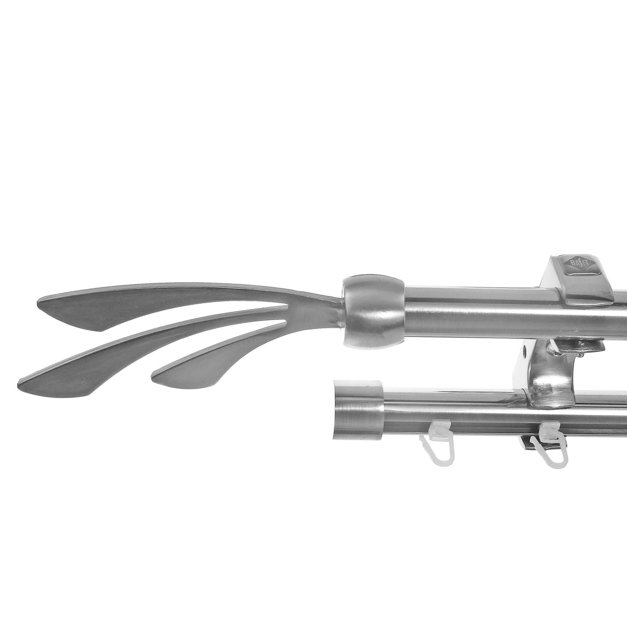 BASIT Gardinenstange Rohr und Innenlauf Edelstahloptik 20mm mit Deckenträgern 400 cm E84, Ø 20 mm, 2-läufig, verschraubt, Metall, D60RI 400 cm E84 Schweif