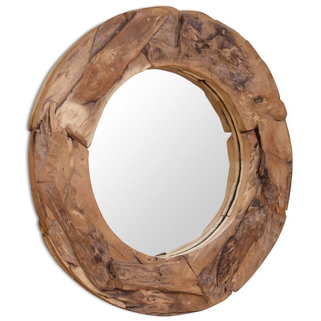 vidaXL Spiegel 80 cm Dekorativer Spiegel Teak 80 cm Rund