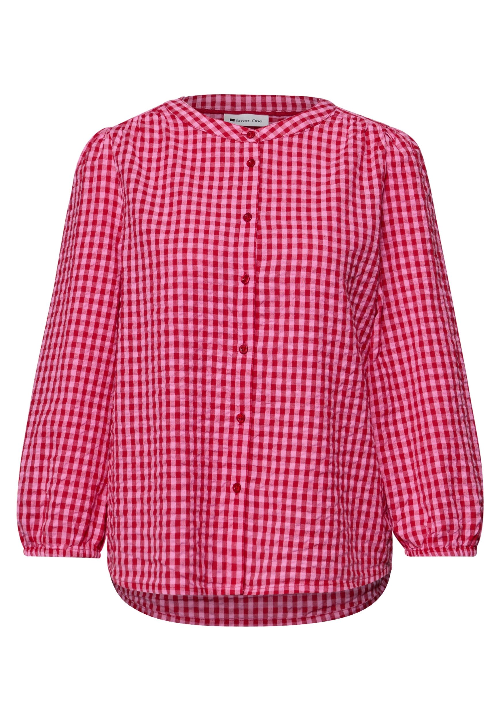 STREET ONE Langarmbluse Vichy buttoned roundneck blous günstig online kaufen