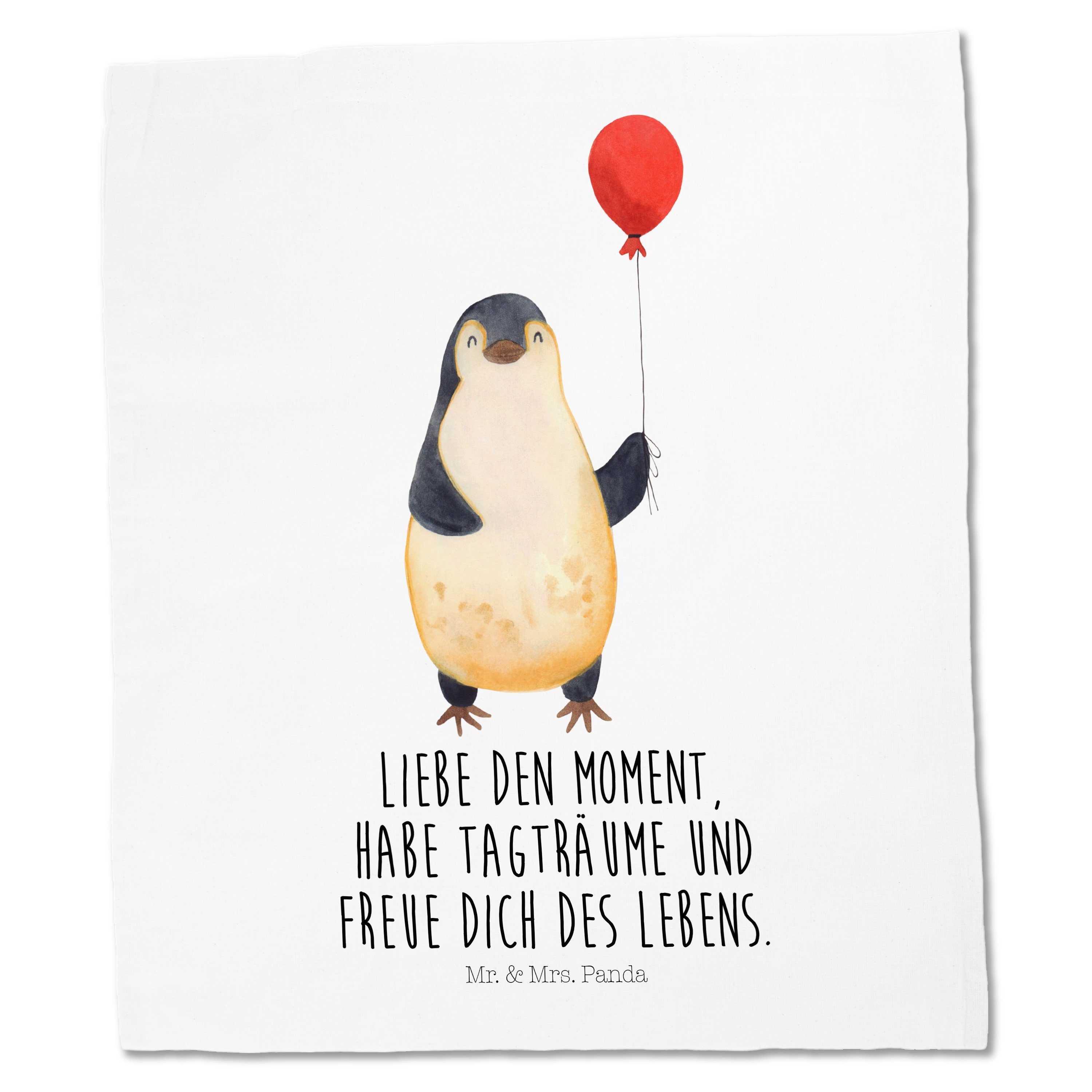 Panda Mrs. - - Weiß Stoffbeutel, & Geschenk, Pinguin Freundin, Luftballon Mr. (1-tlg) Tragetasche Geschenk