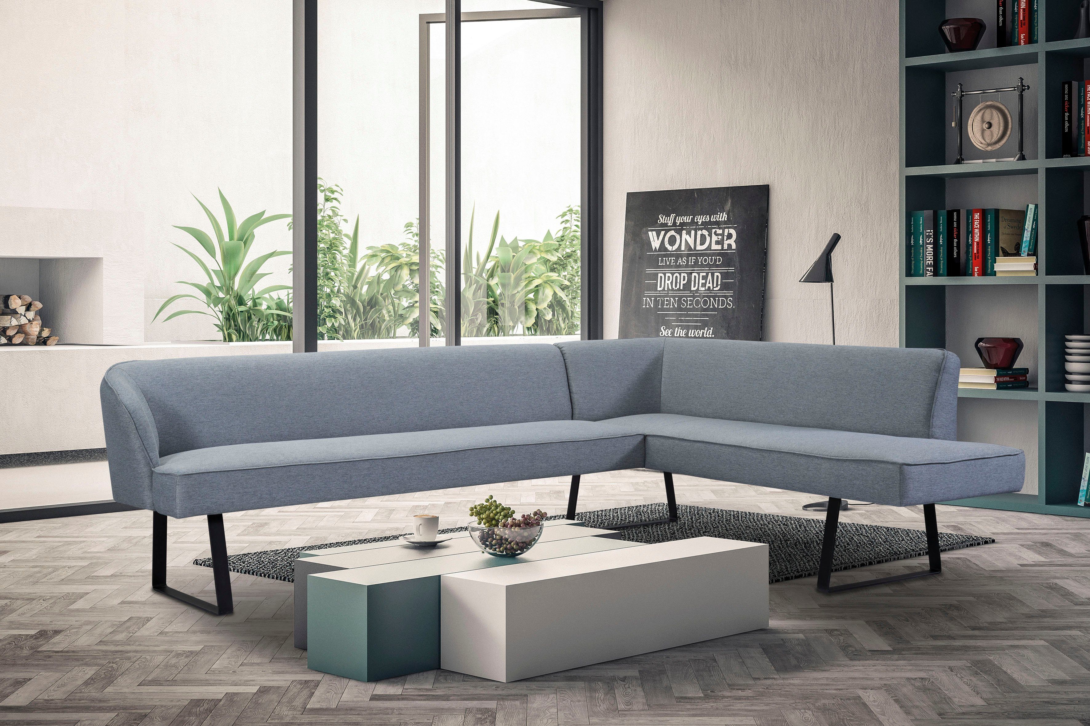 exxpo - sofa fashion Americano, Bezug verschiedenen mit und in Qualitäten Metallfüßen, Eckbank Keder