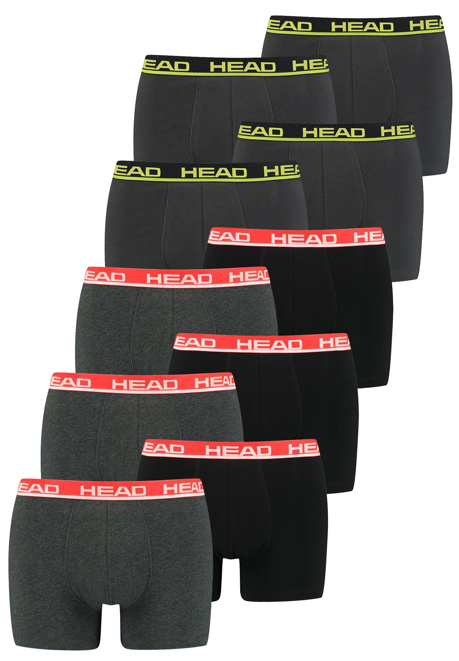 Basic Head (Spar-Set, 10-St., Boxershorts Boxer Head Phantom Red Lime/Grey 10P 10er-Pack)