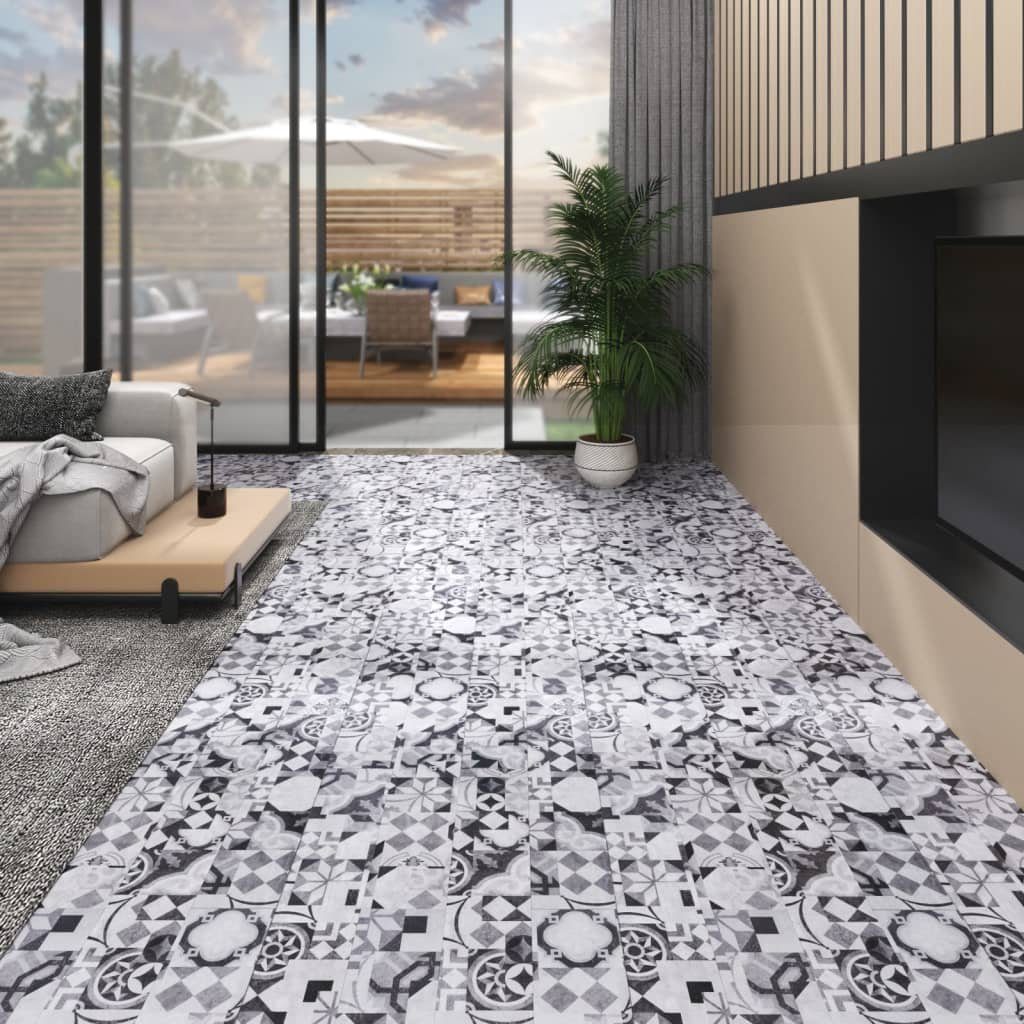 Teppichboden PVC-Laminat-Dielen 4,46 m² 3 mm Selbstklebend Grau Muster, vidaXL