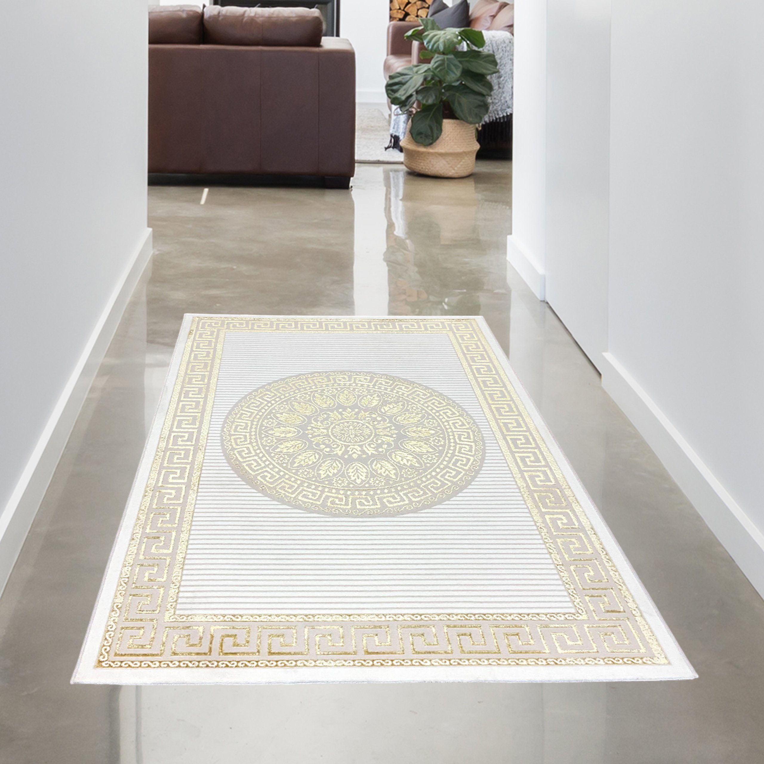 Carpetia Teppich Teppich mit orientalischem Flair, luxuriös, weiß gold, rec günstig online kaufen