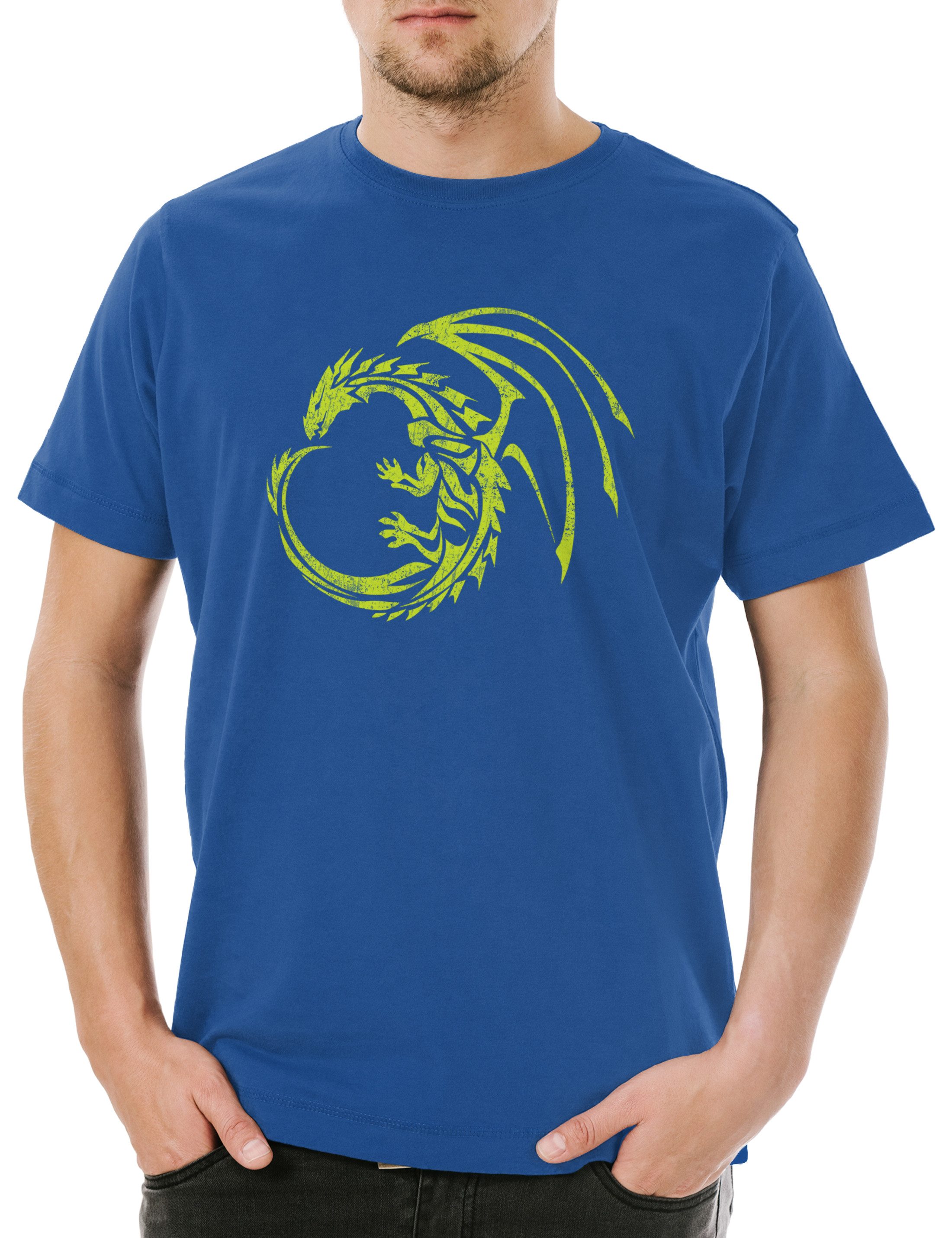 Print-Shirt Tribal Dragon I Herren T-Shirt Drache Drachen Kelten Celts Keltischer