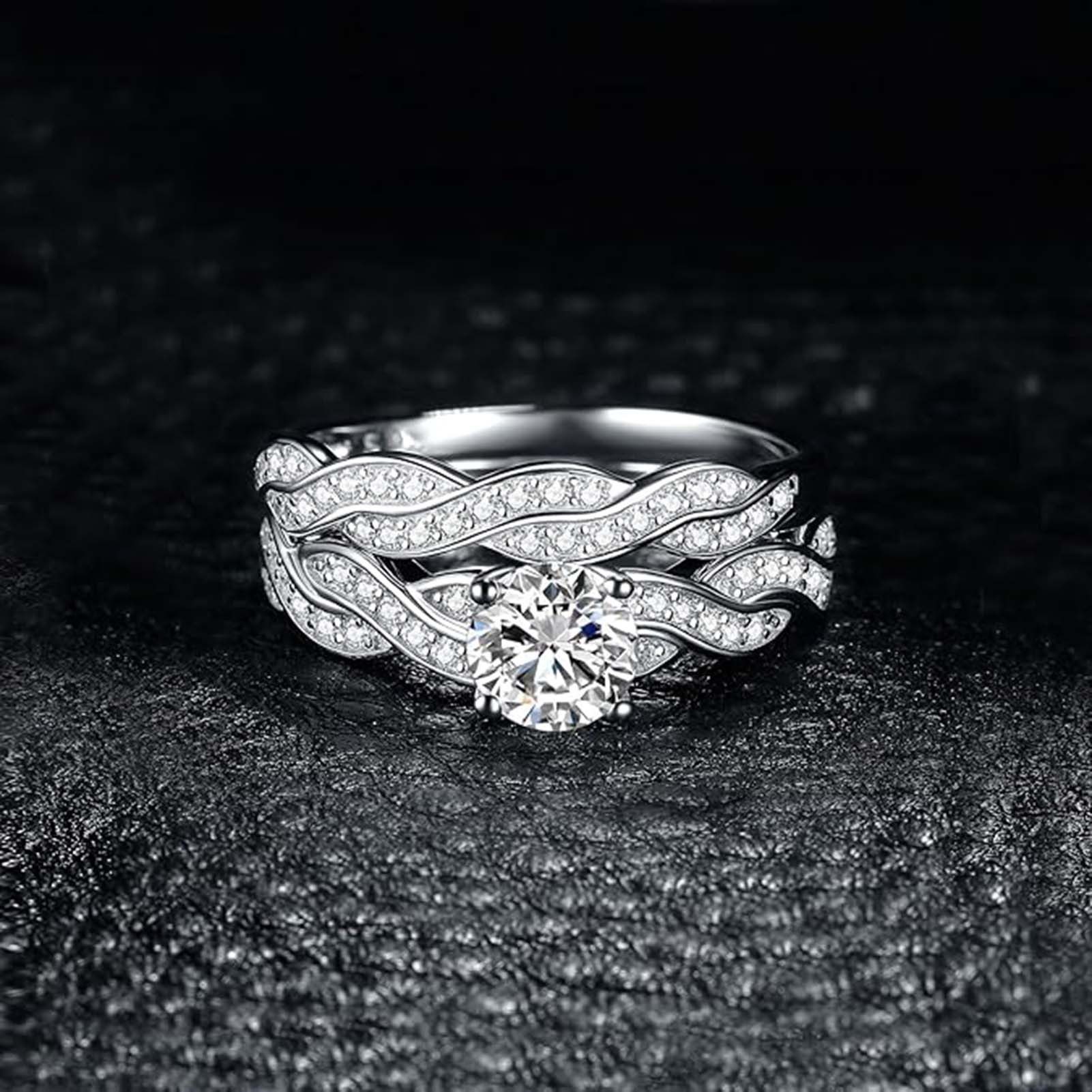 Jumpeak Diamantring Trauringe Eheringe Set 2 Teilig,Ring 585 Gold Damen,Diamant Ring Damen, 1ct D Vs1 3ex,Verlobungsring,Geschenk für Frau,Schwester Geschenk
