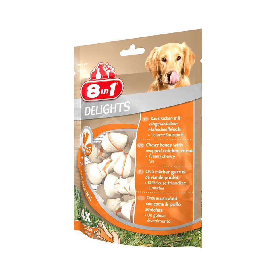 8in1 Delights Kauknochen XS Beutel - 14 Stück, Snack für: Hund