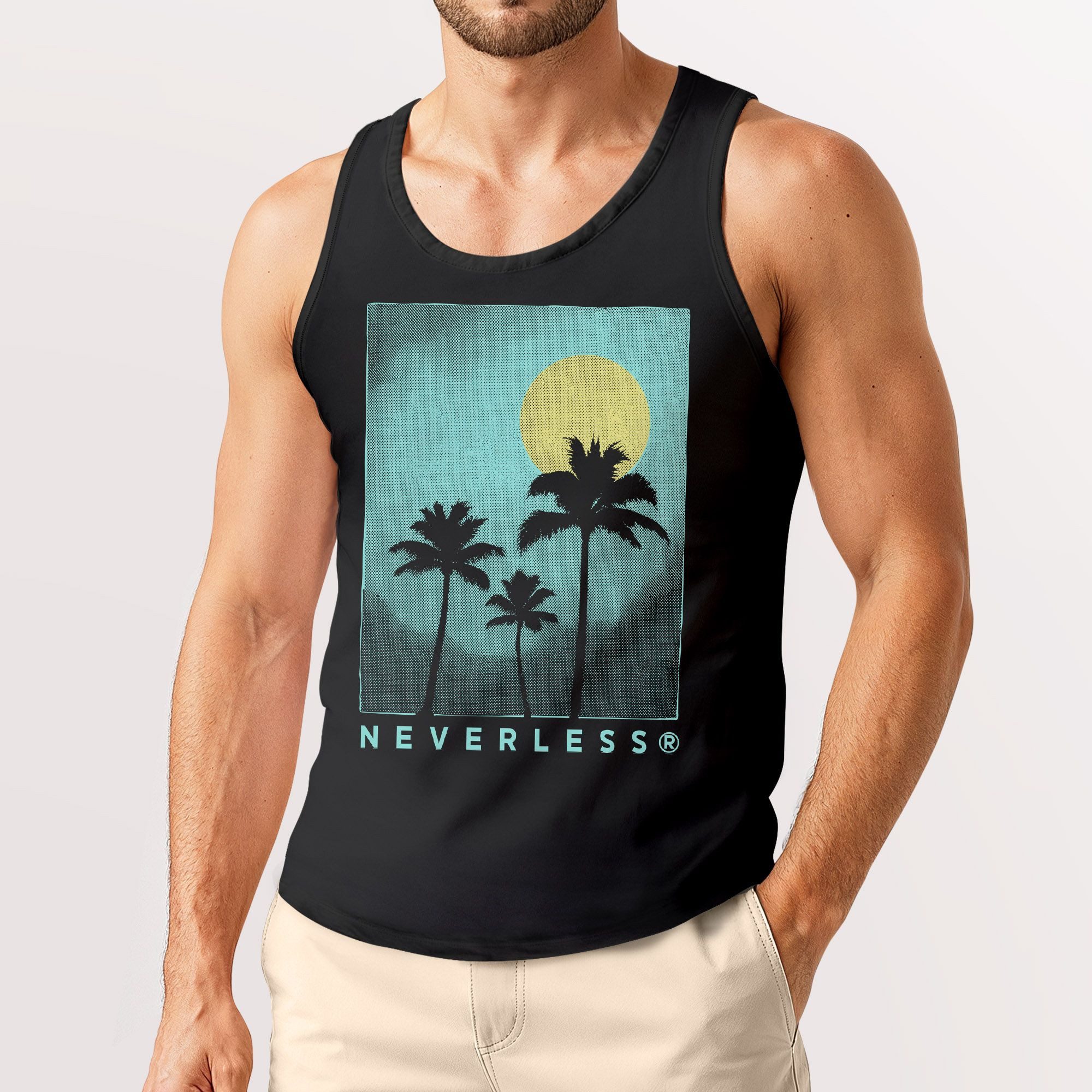 Neverless Tanktop Herren Tank-Top Palmen-Motiv Sommer günstig online kaufen