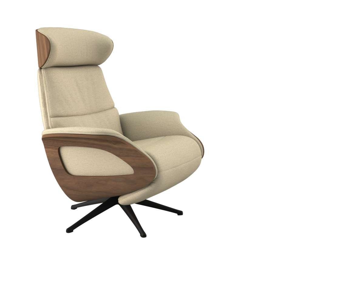 FLEXLUX Relaxsessel Clement elektrischer Funktionsessel, Größe M, Rücken & Fußteil elektrisch, Akku, Arml. Walnuss, Fuß schwarz