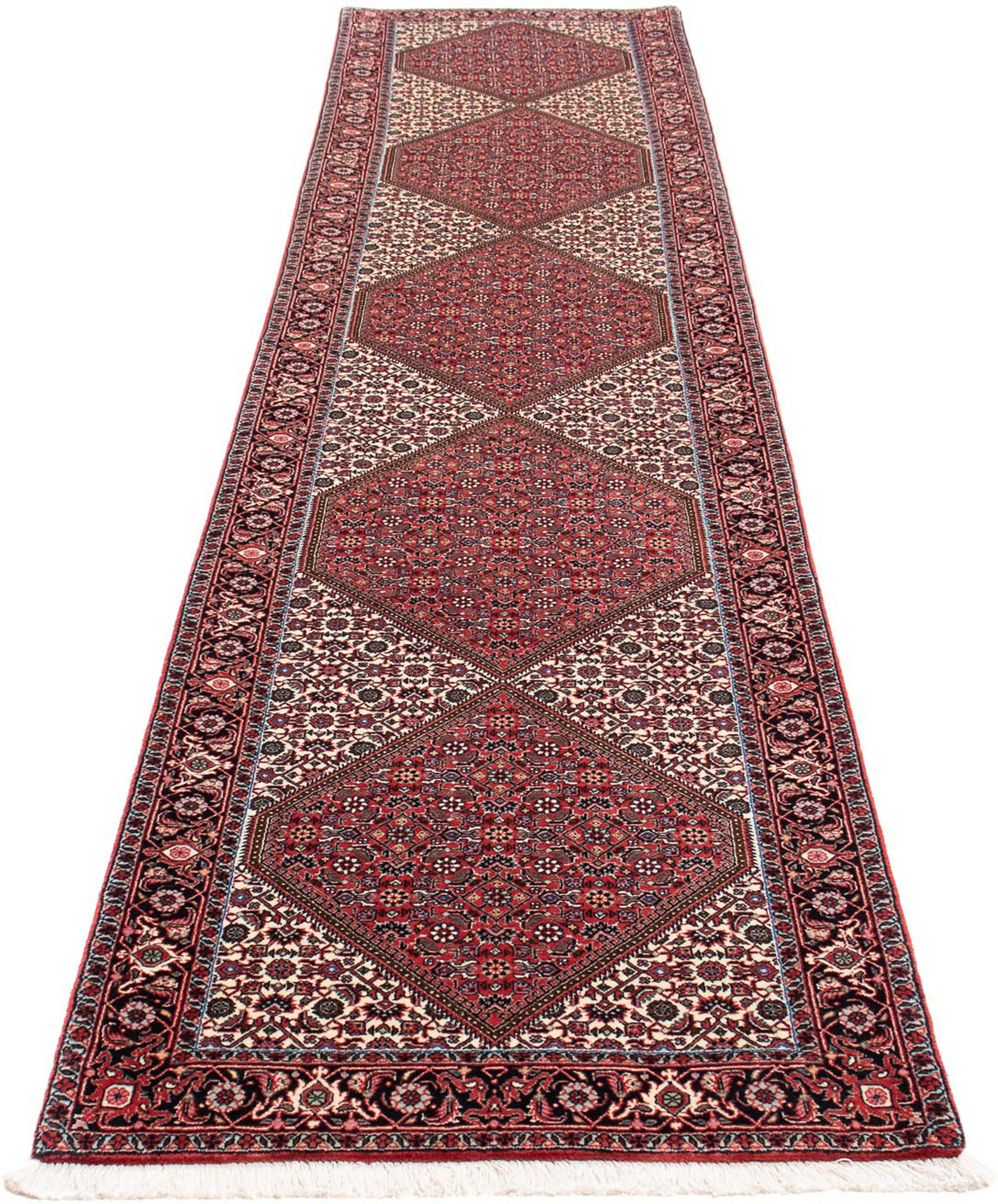 Orientteppich Perser - Bidjar - 403 x 86 cm - dunkelrot, morgenland, rechteckig, Höhe: 15 mm, Wohnzimmer, Handgeknüpft, Einzelstück mit Zertifikat