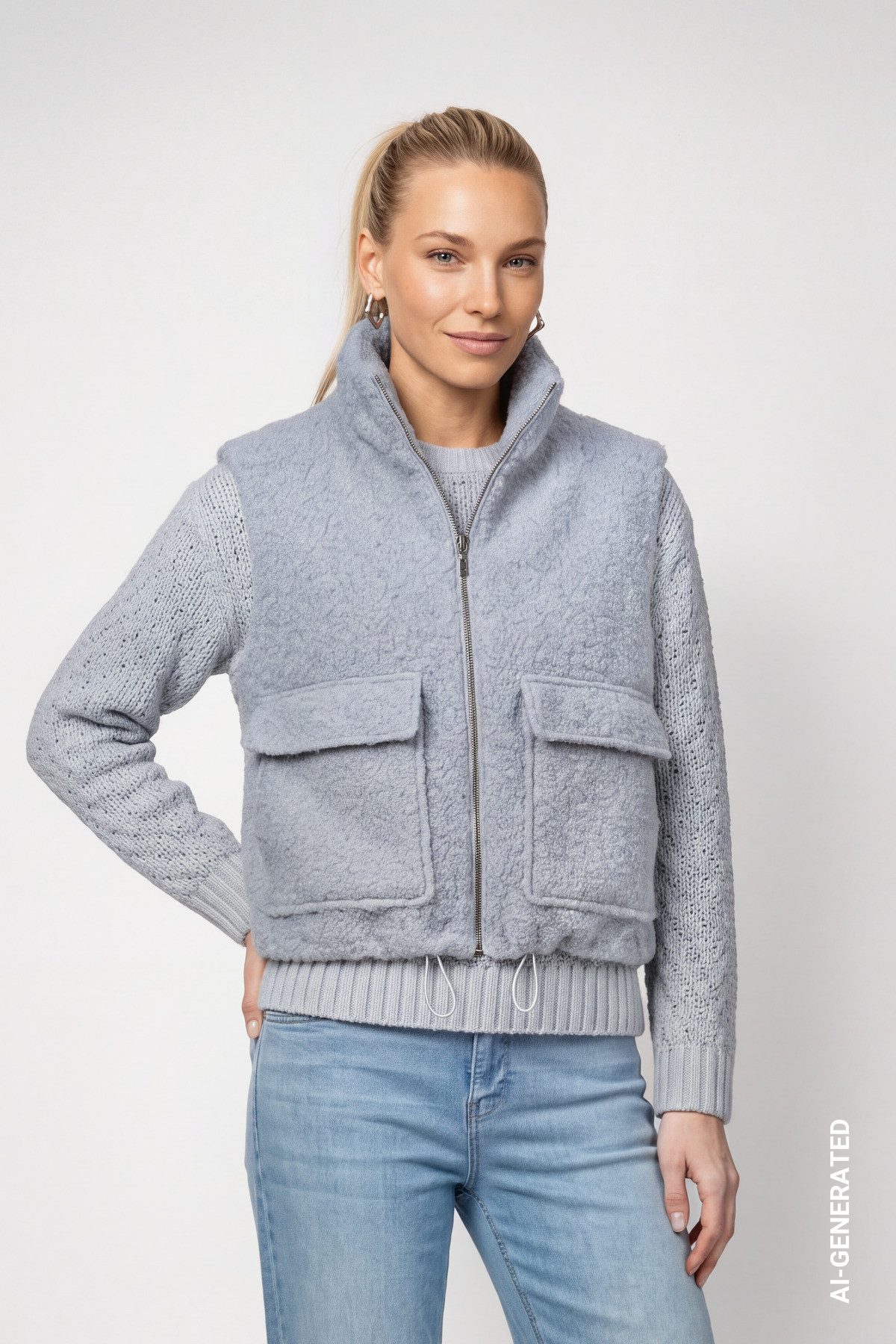 Monari Fellimitatweste Weste Teddy Regular fit mit Stehkragen