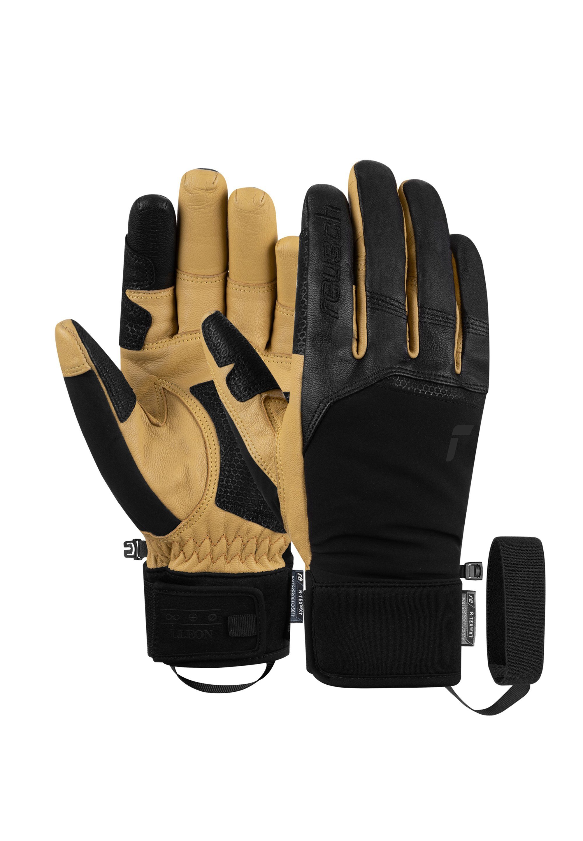 Reusch Skihandschuhe Lleon R-TEX® XT mit Touchscreen-Funktion schwarz-beige | Handschuhe
