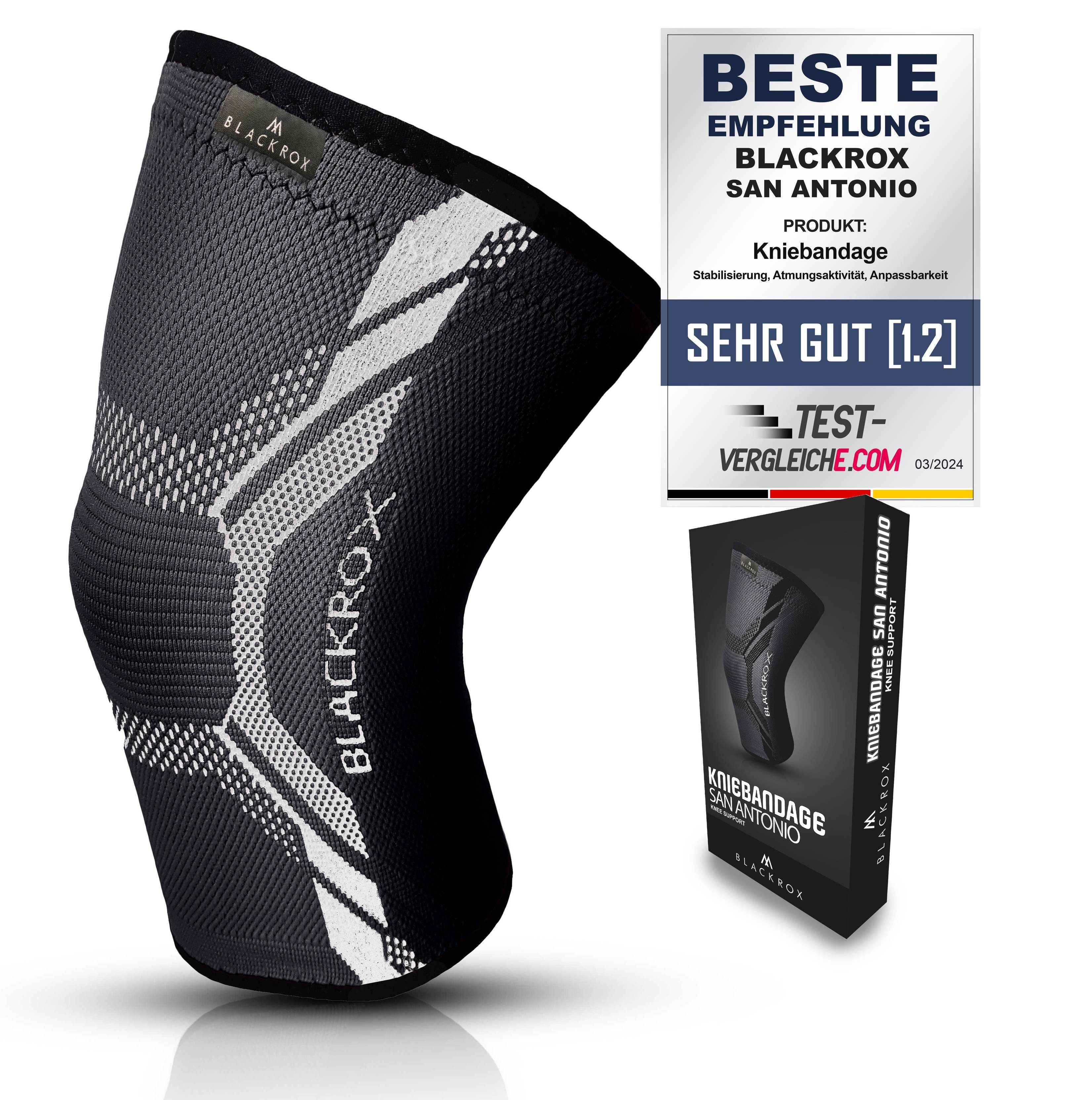 BLACKROX Kniebandage [Vergleichssieger 2025] SAN ANTONIO V4, Gr. S-XL, Damen und Herren