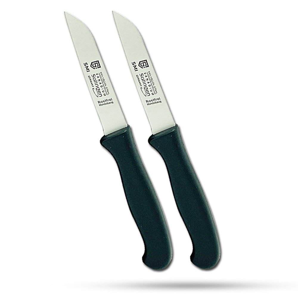 SMI Schälmesser Küchenmesser Obstmesser Solingen Gemüsemesser gerade 2 Stück, schwarz