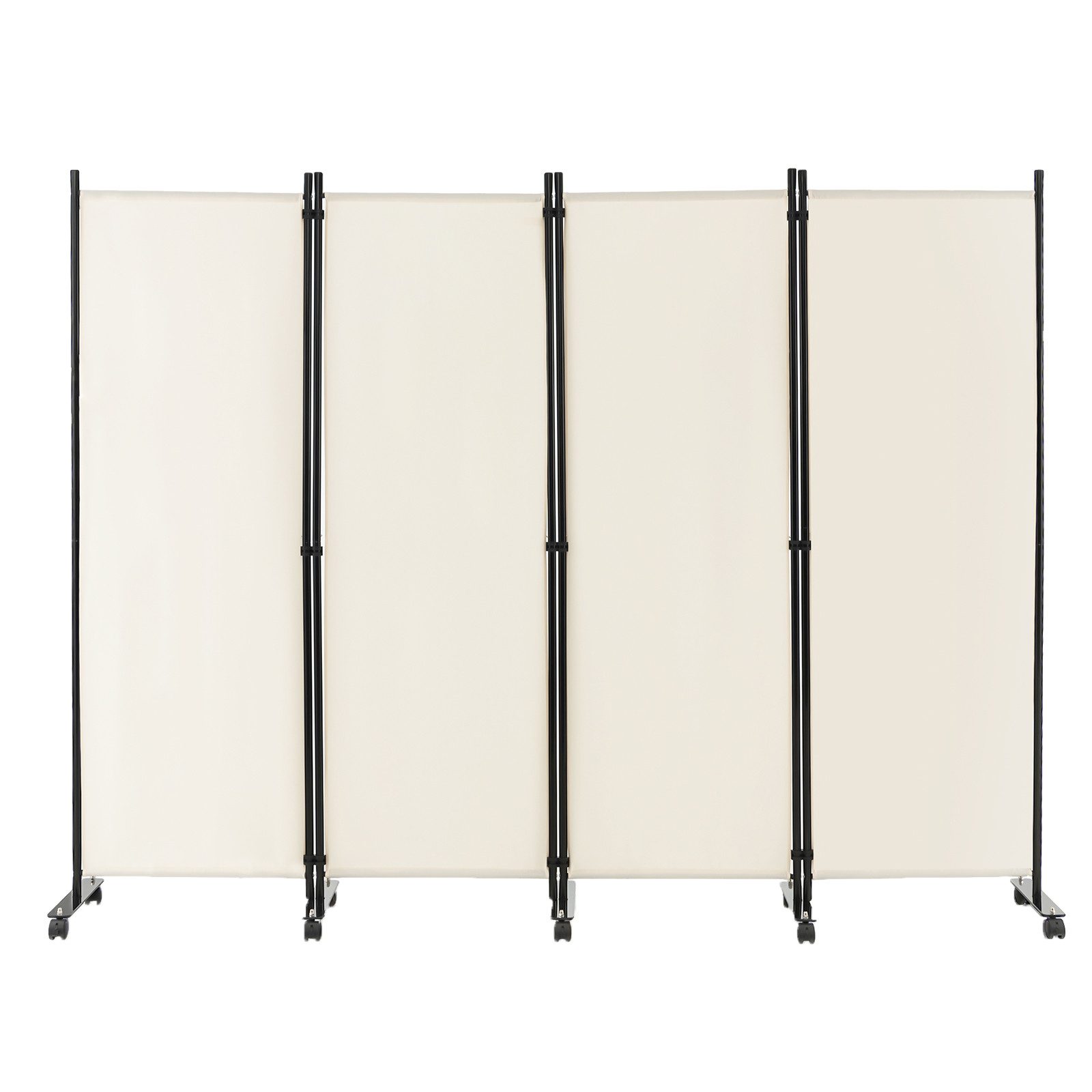 COSTWAY Paravent auf Rollen, 4 tlg., faltbar, Metallrahmen, 225x173cm günstig online kaufen