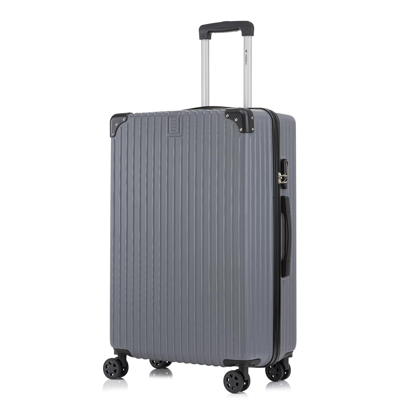 yonsly Hartschalen-Trolley Reisekoffer ABS Hartschalen Trolley, Rollkoffer Handgepäck, 4 Rollen, Sicherheitsschloss, Weichem Gummigriff,56/66/76 cm, 45/69/99 L