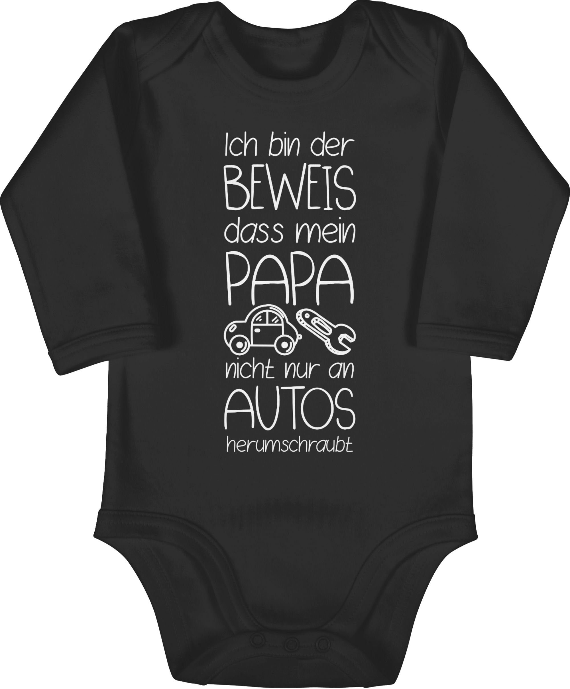 Shirtracer Shirtbody Ich bin der Beweis dass mein Papa nicht nur an Autos herumschraubt wei Sprüche Baby 1 Schwarz