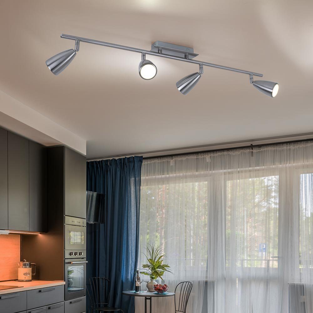 LED Decken Leuchte bewegliche Spots Chrom Schlaf Wohn Zimmer Lampe Strahler Flur 