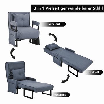 HAUSS SPLOE Schlafsofa 3-in-1-Schlafsofa klappbarer Sofasessel mit Kissen für das Büro, Grau