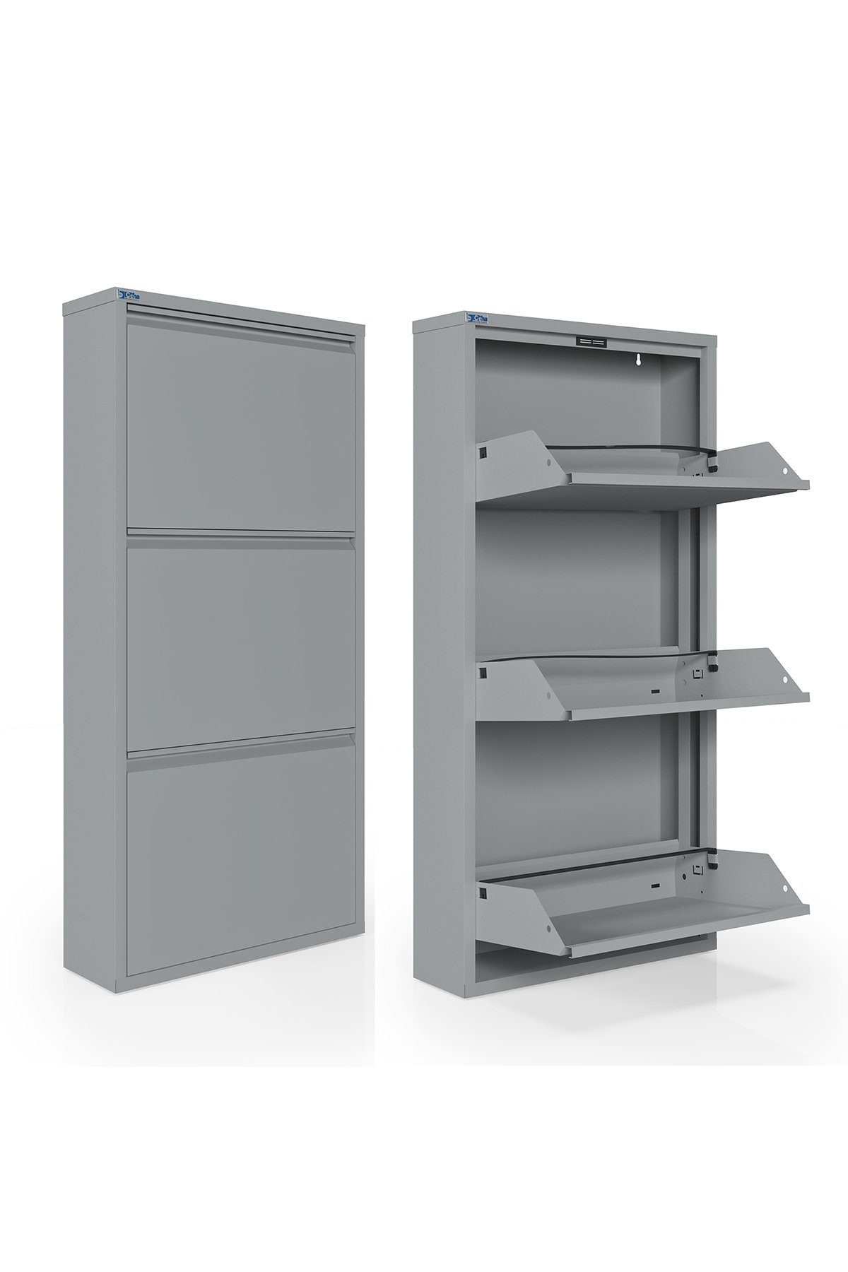 Kaufexpress GmbH Schuhschrank Metall-Schuhregal mit 3 Klappen – schmal, platzsparend & montiert Modern, robust & platzsparend – ideal für Flur, Diele oder Garderobe